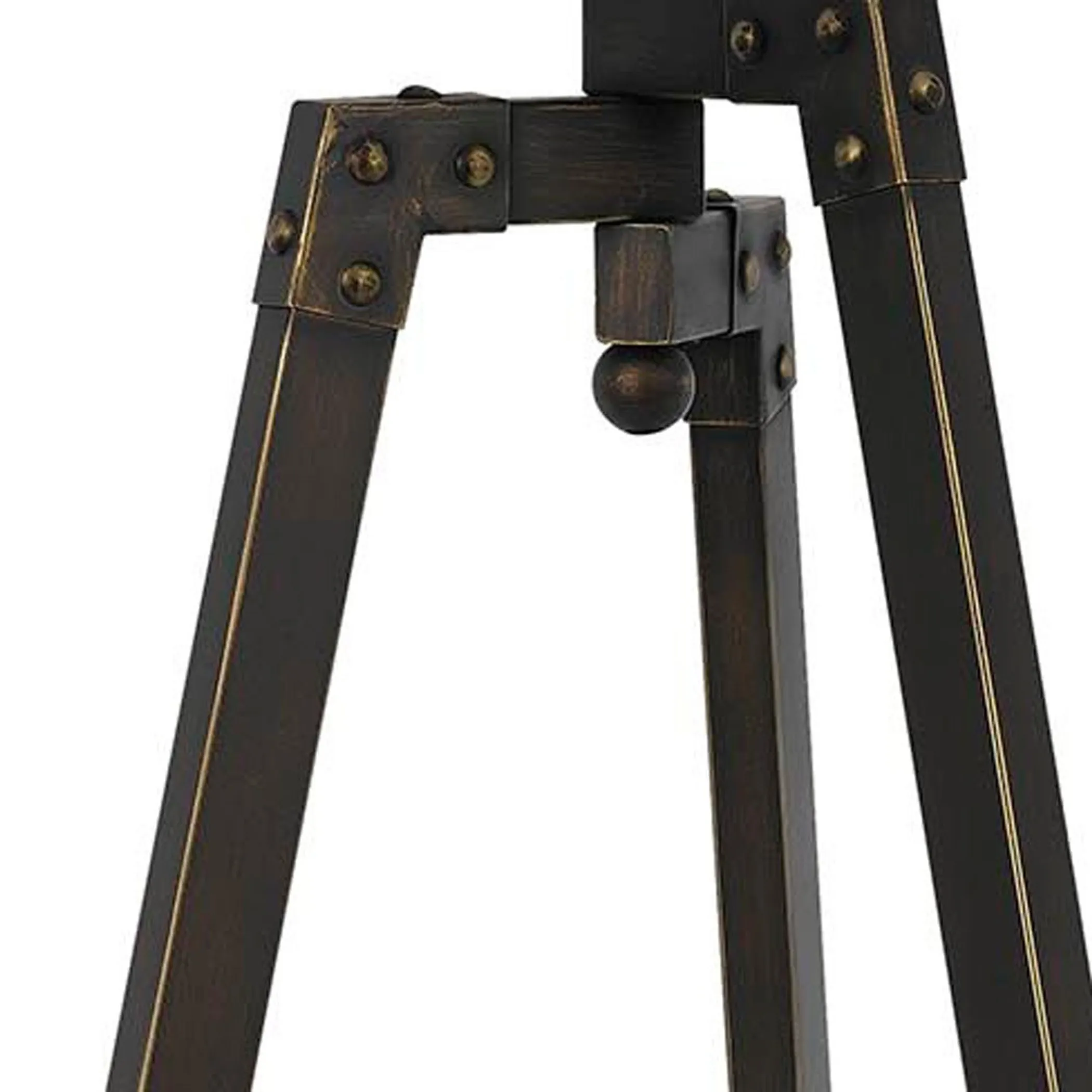 32" Charcoal Metal Tripod Table Lamp With Tan Drum Shade - Image 3