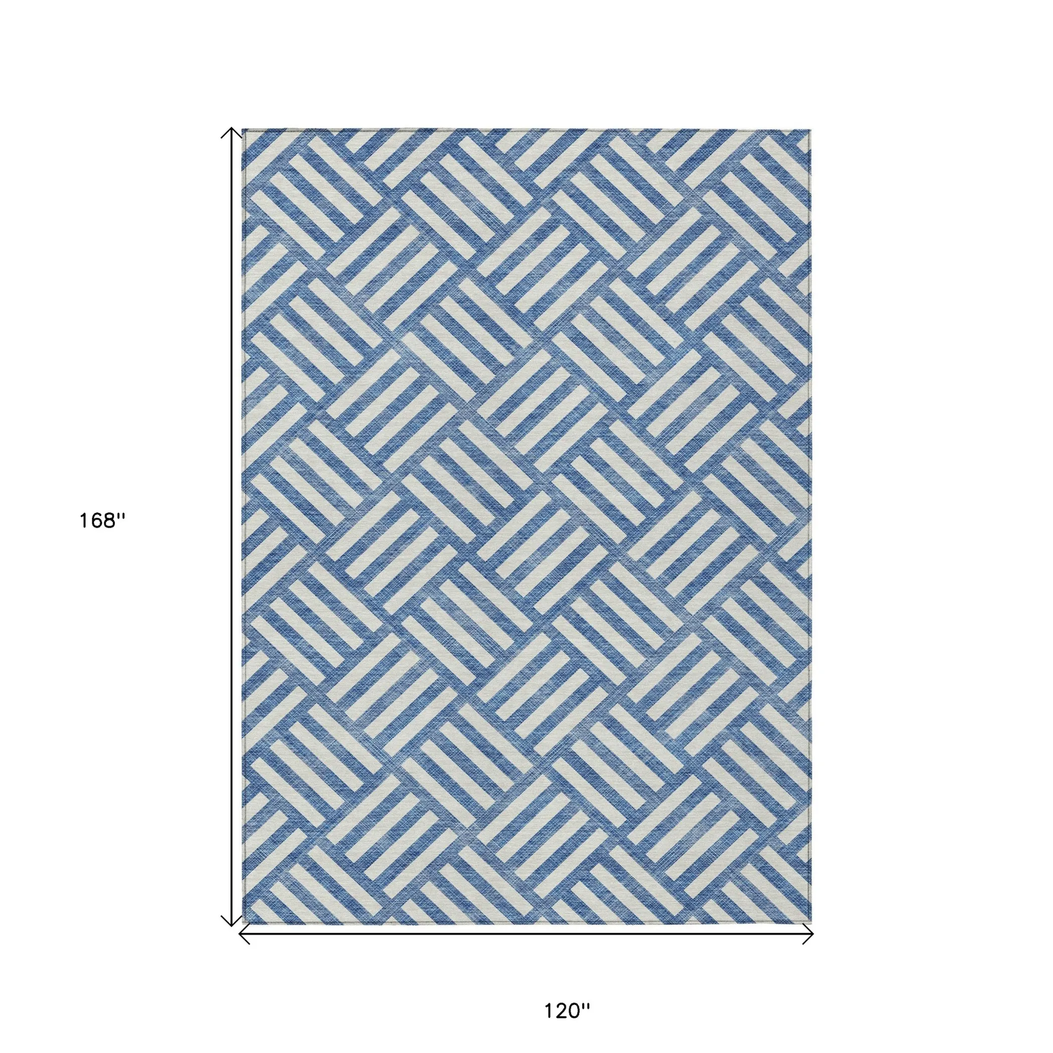 10' X 14' Blue And Ivory Geometric Washable Indoor Outdoor Area Rug - Image 3