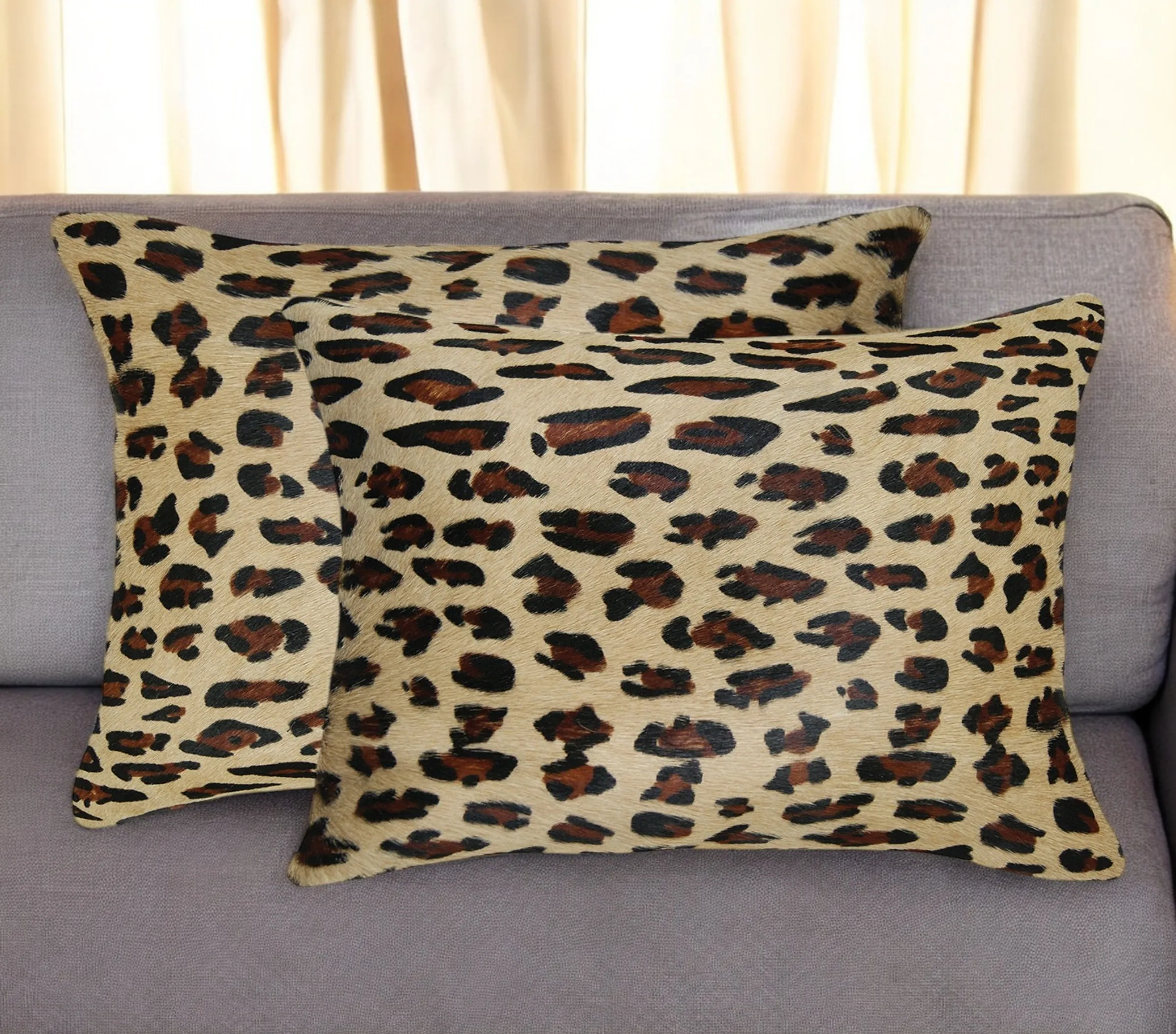 Set of Two 12" X 20" Brown and Black Leopard Cowhide Lumbar Throw Pillows - Image 2
