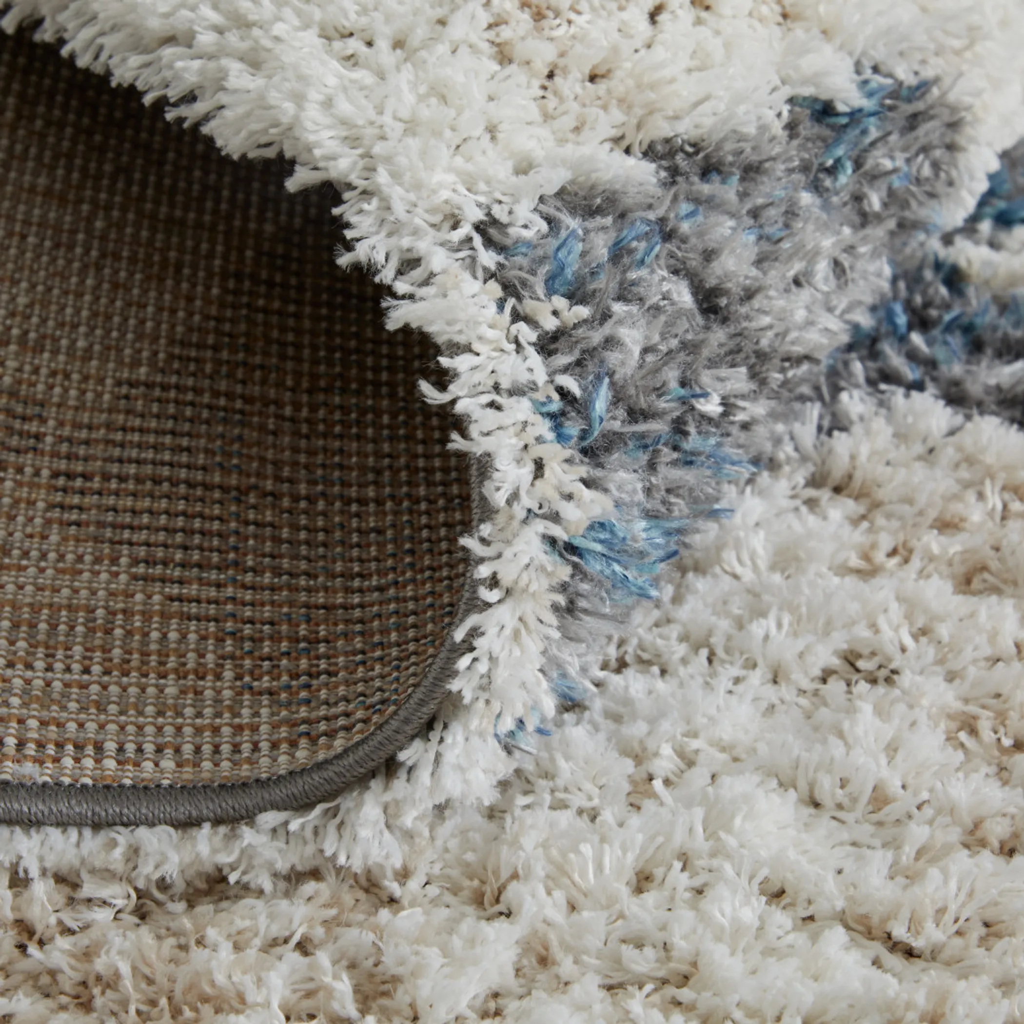 5' X 8' Ivory Gray And Blue Chevron Power Loom Stain Resistant Area Rug - Image 3