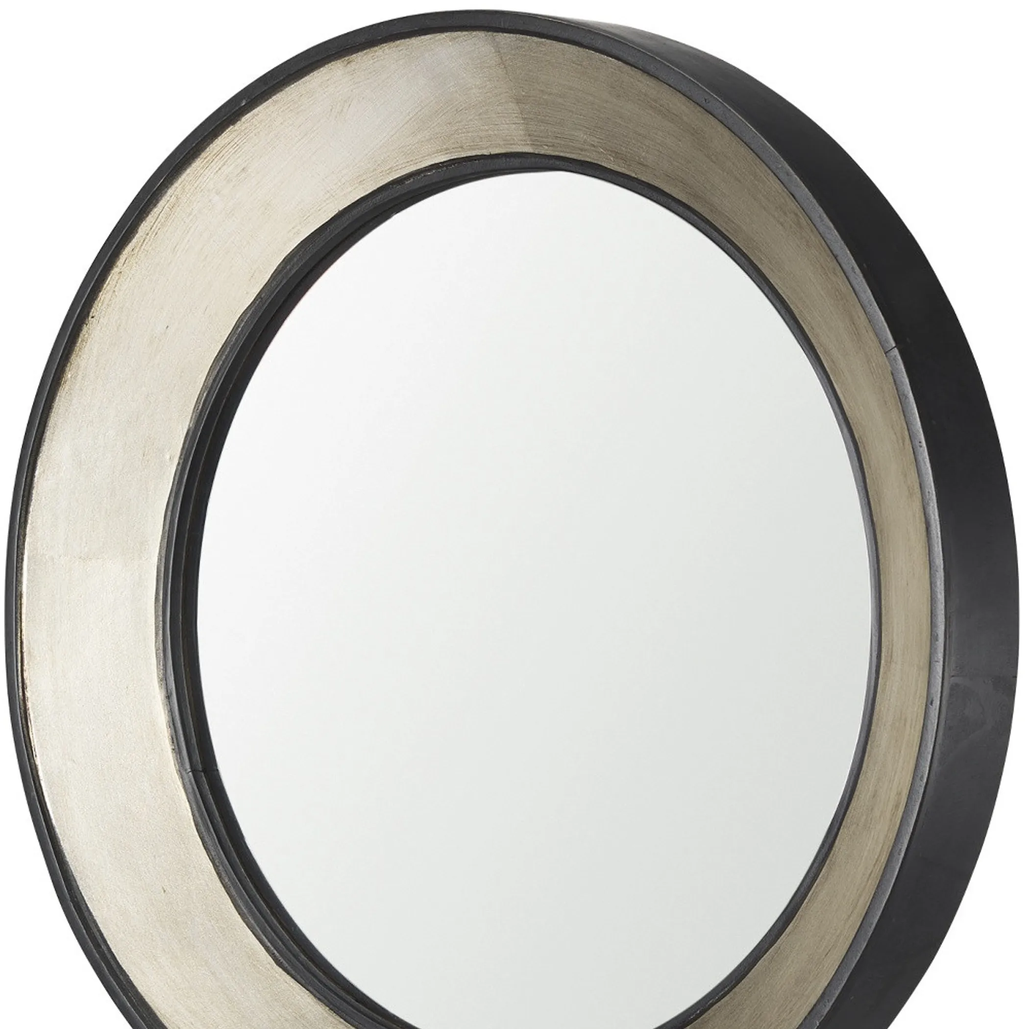 Champagne Dark Metal Wood Round Framed Accent Mirror - Image 4