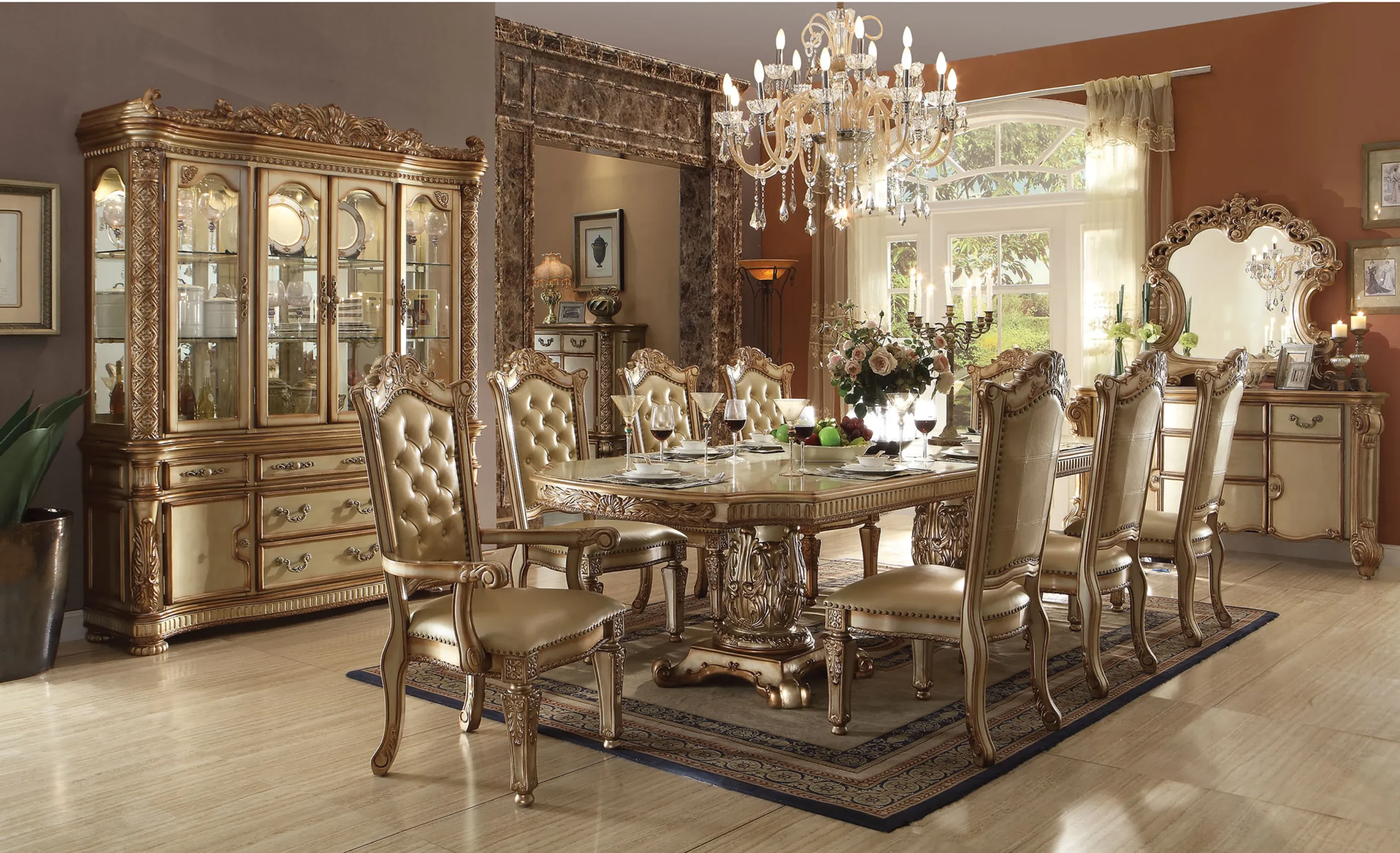 Set of Two Upholstered Faux Leather And Wood Dining Side Chairs - Image 6