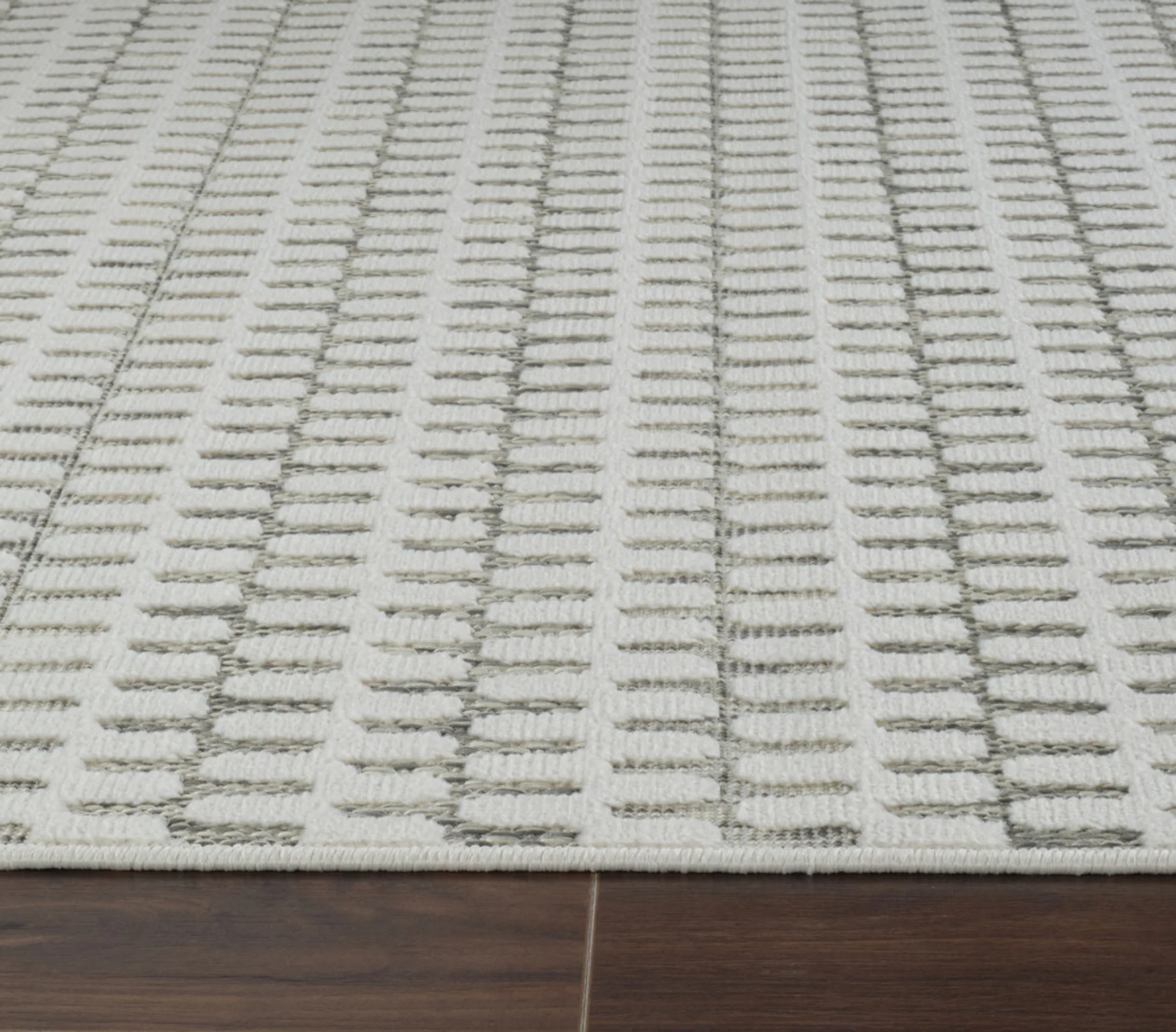 6' X 9' Cream and Beige Geometric Distressed Indoor Outdoor Area Rug - Image 5