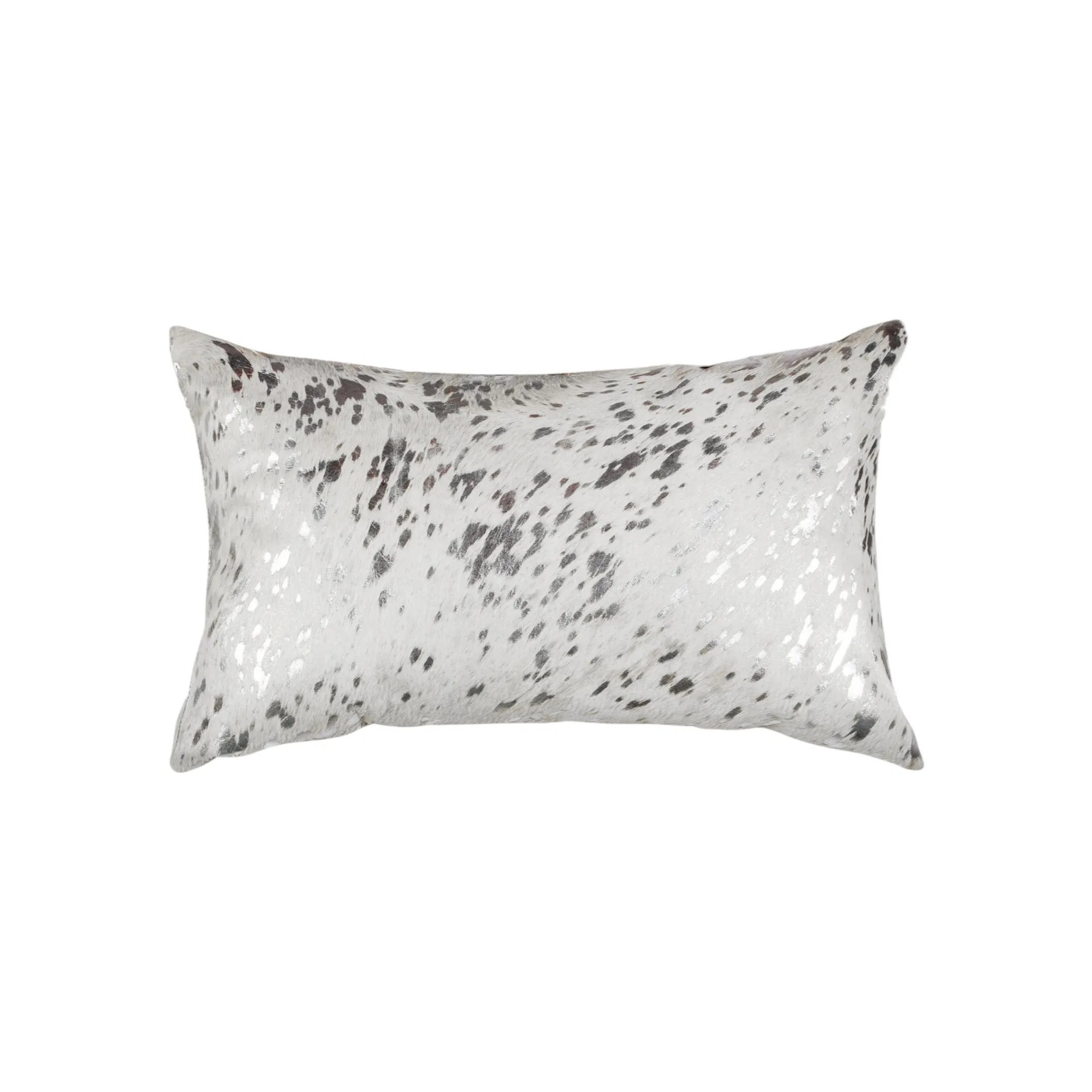 Set of Two 12" X 20" Gray and Silver Abstract Cowhide Lumbar Throw Pillows with Glitter - Image 6