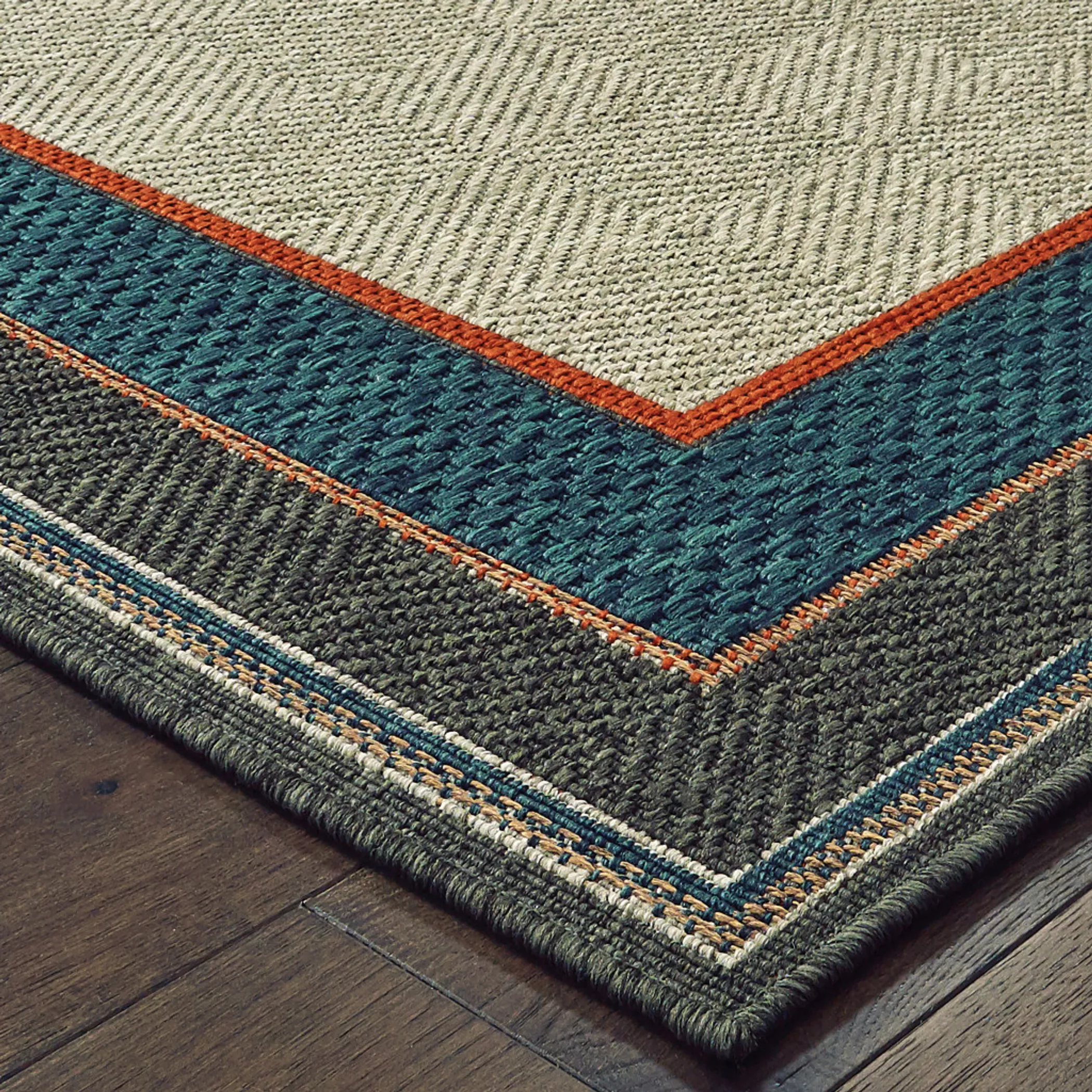 8' X 10' Blue and Gray Stain Resistant Indoor Outdoor Area Rug - Image 3