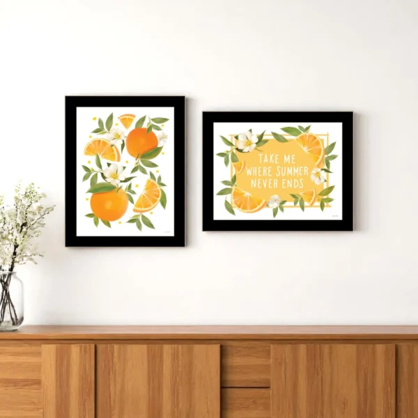 Set Of Two Take Me Where Summer Never Ends Black Framed Wall Art
