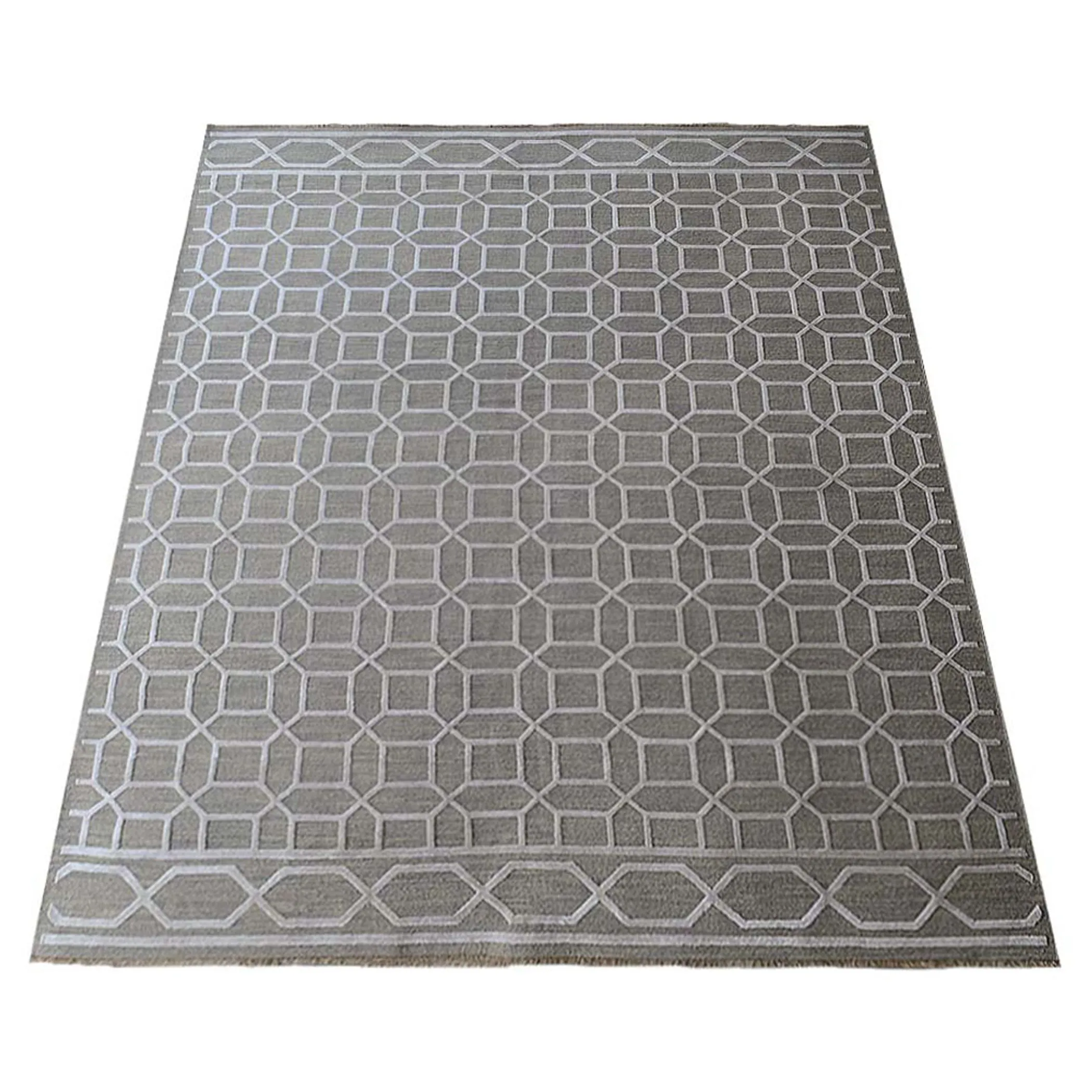 Rugsotic Carpets Hand Knotted Sumak Silk And Wool Area Rug Geometric - Image 3