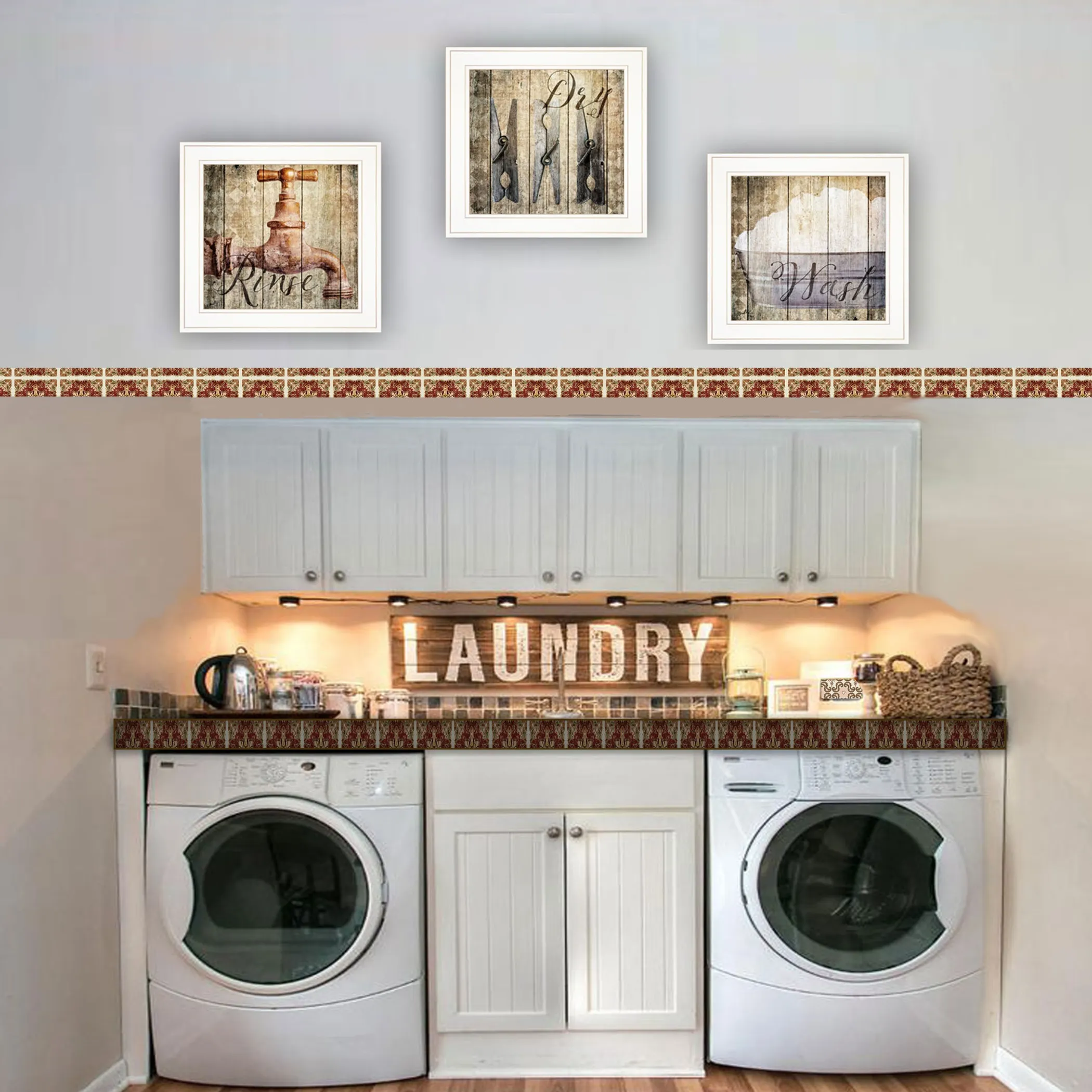 Set Of Three Wash 1 White Framed Print Bathroom Wall Art - Image 5