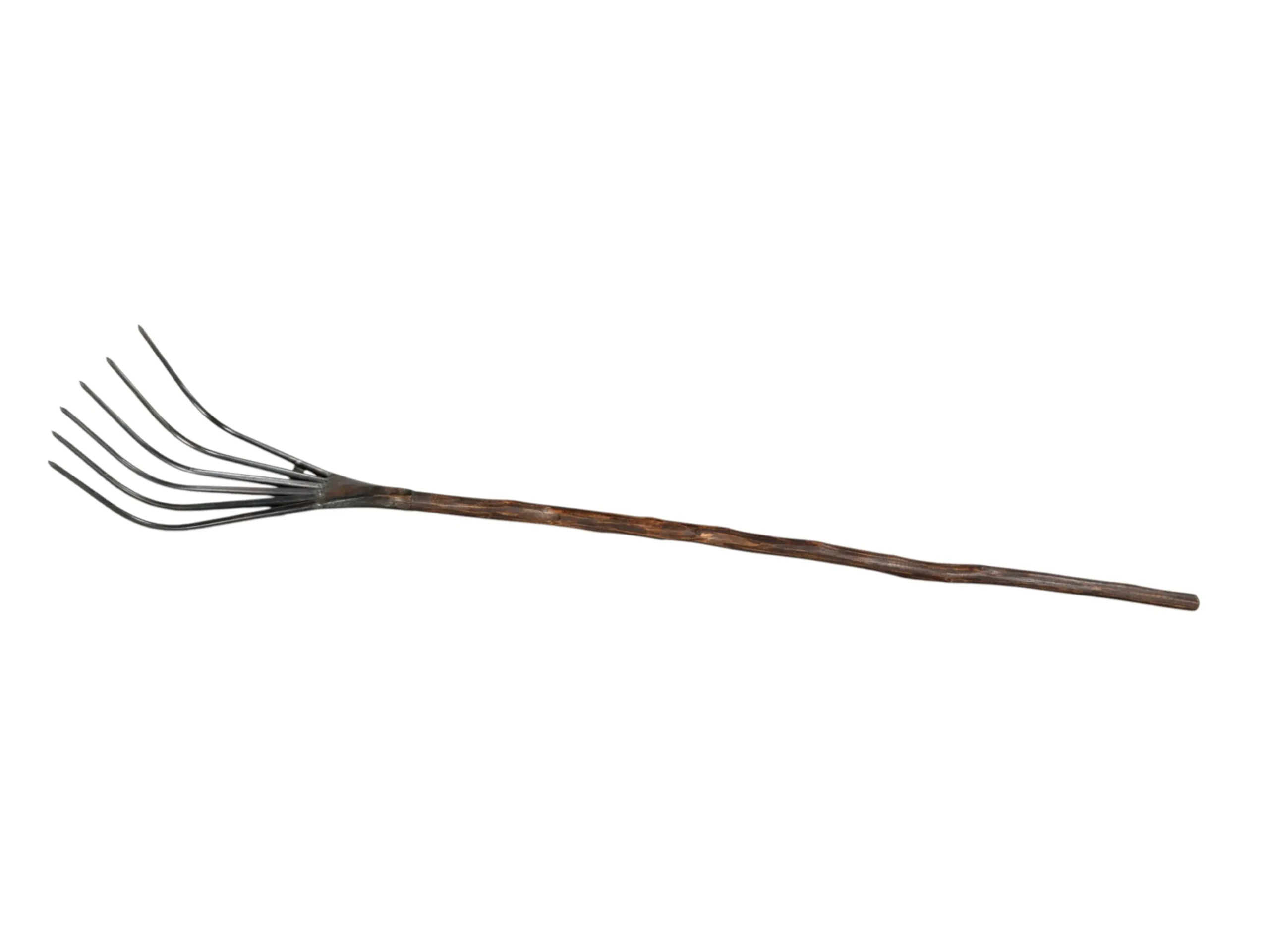 60" Brown and Black Wood and Metal Decorative Rake Sculpture - Image 2