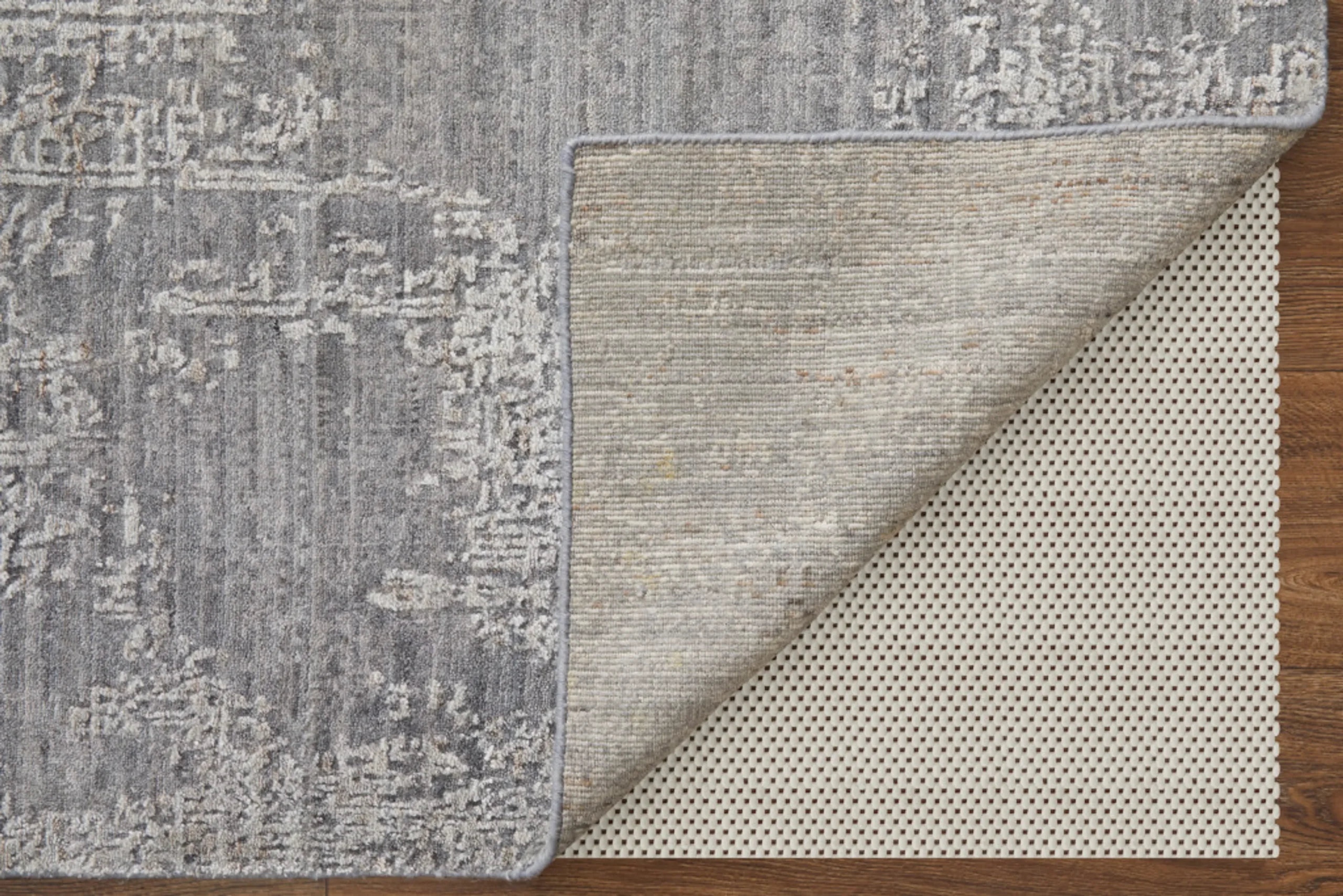 3' X 5' Gray Abstract Hand Woven Worn Faded Area Rug - Image 4