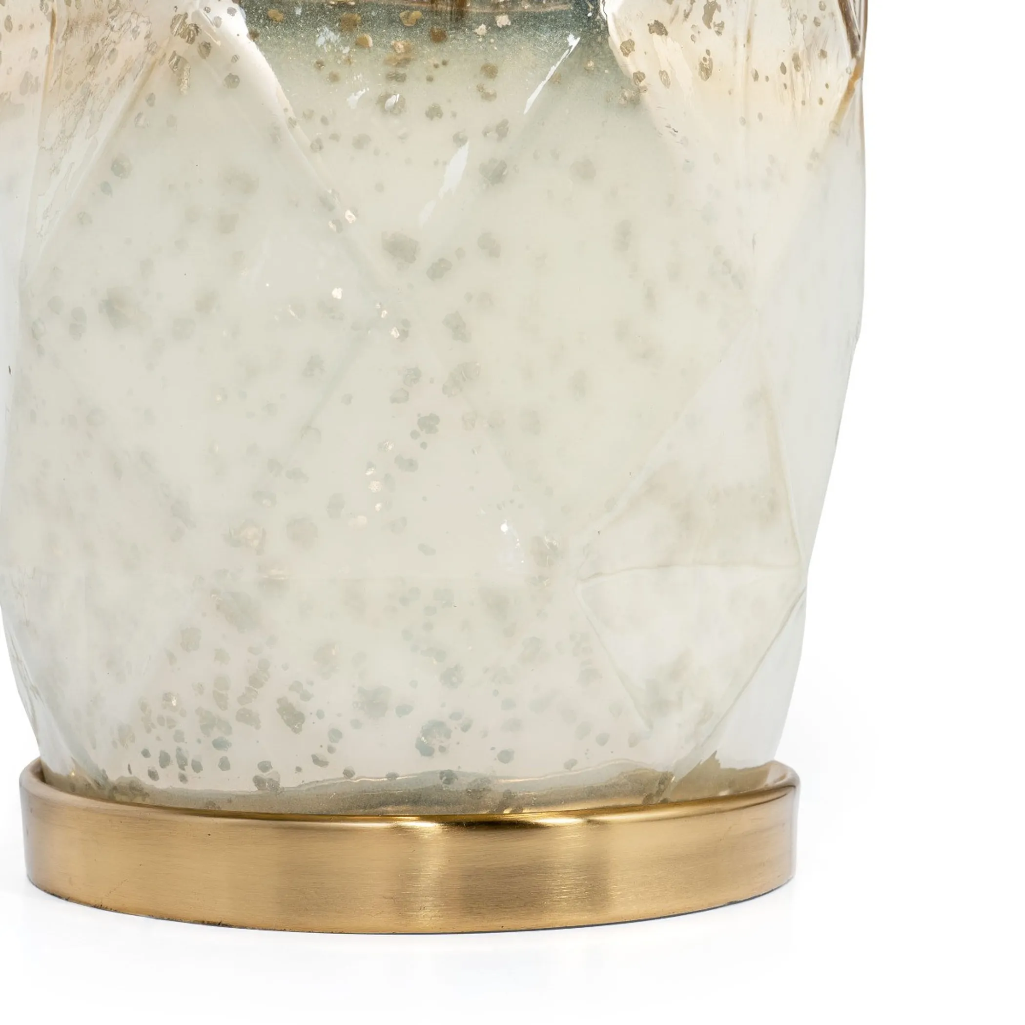 22" White and Gold Mercury Glass Table Lamp With White Cone Shade - Image 5