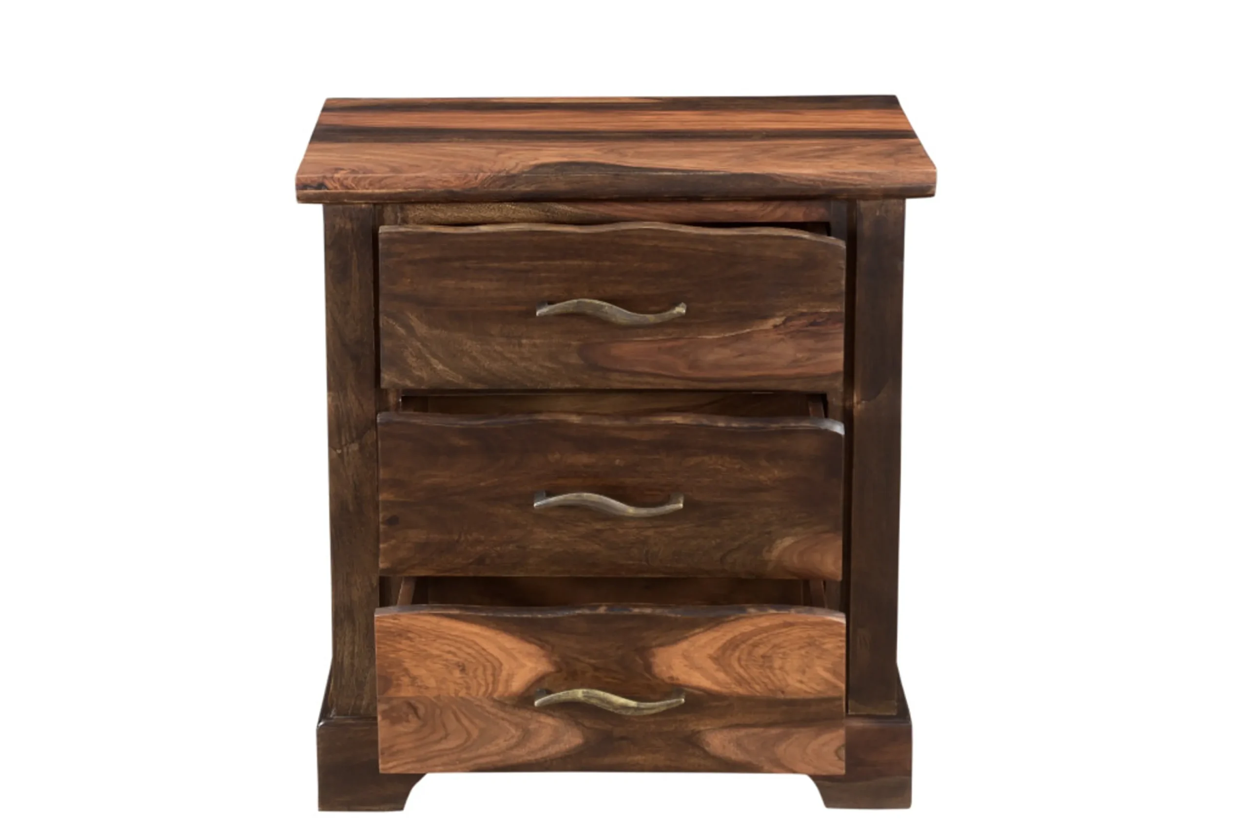 27" Dark Brown Solid Wood Three Drawer Nightstand - Image 4