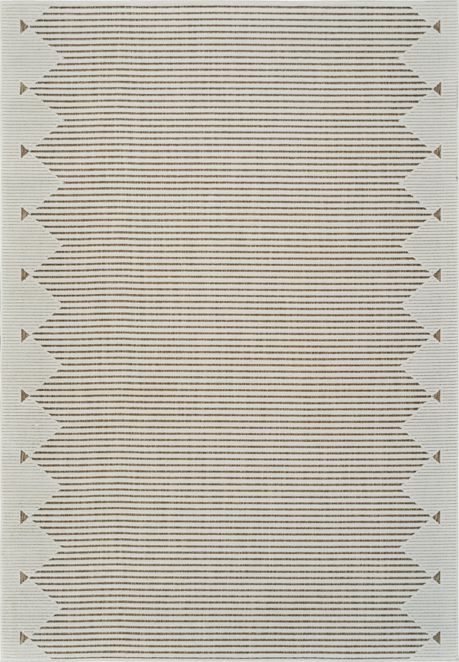 6' X 9' Beige and Brown Geometric Distressed Indoor Outdoor Area Rug - Image 2