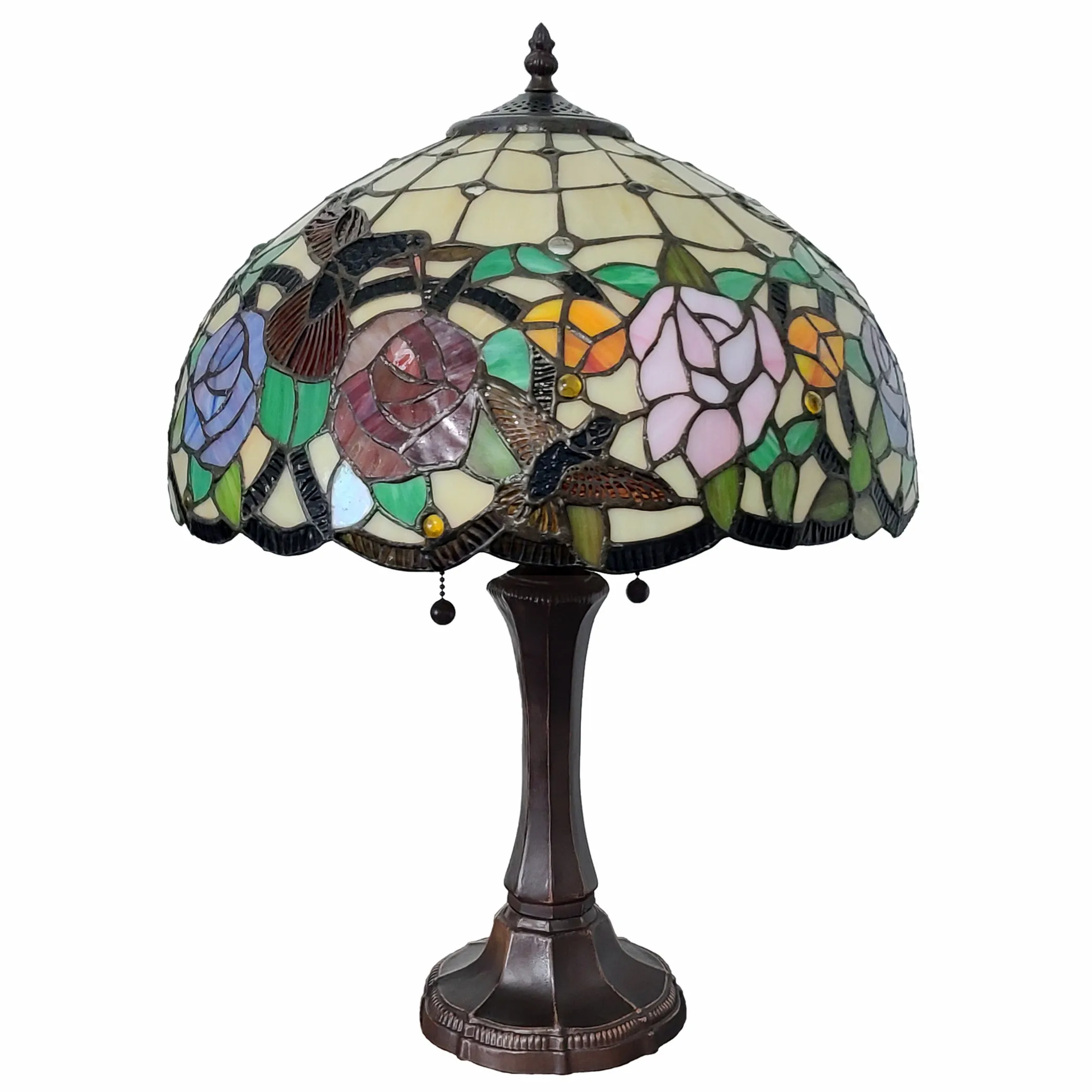 23" Dark Brown Metal Two Light Candlestick Table Lamp With Brown and Ivory Shade - Image 4