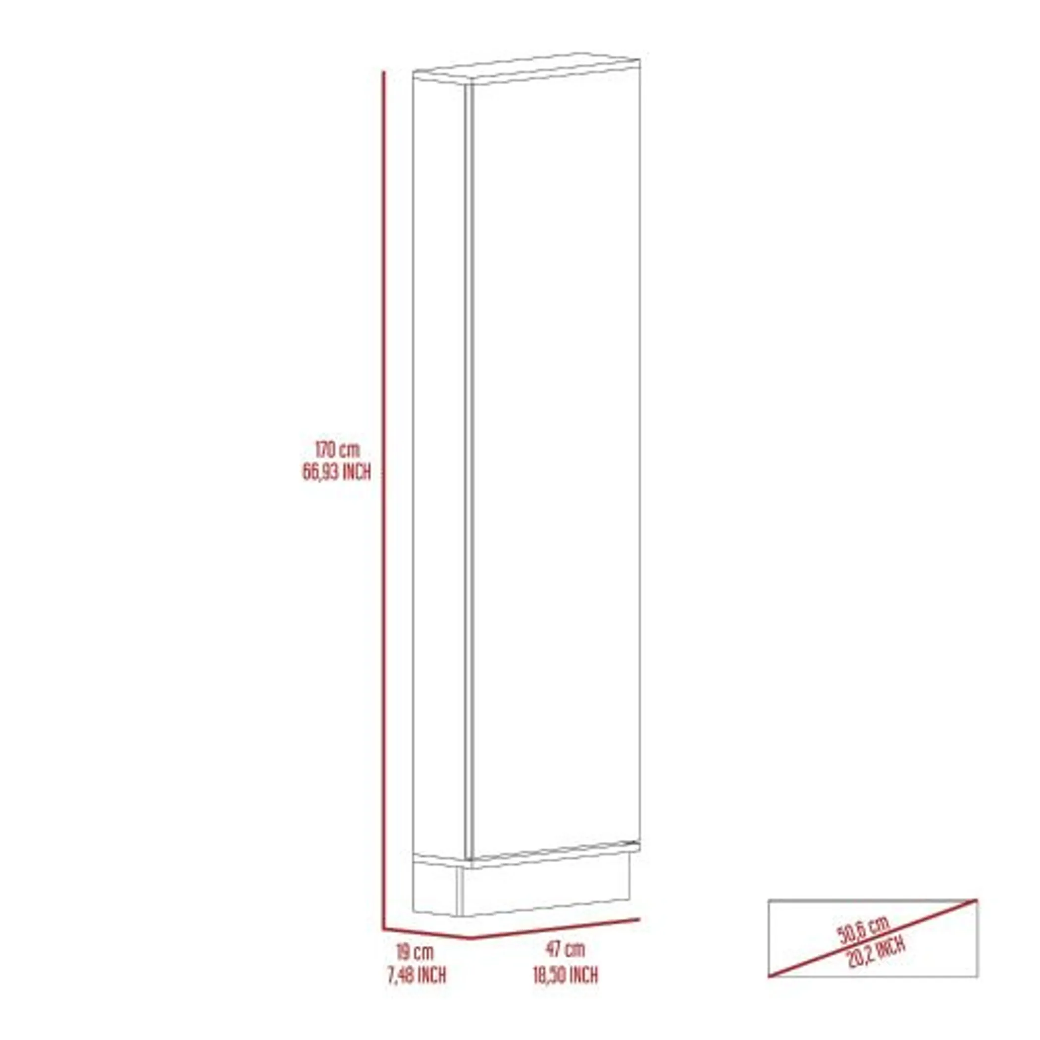 Leto Xl Shoe Rack, Mirror, Five Interior Shelves, Single Door Cabinet - Image 4