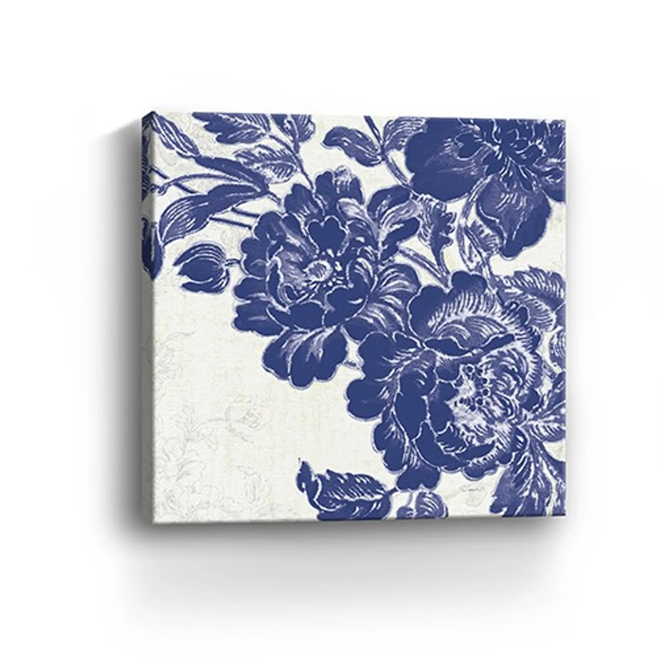 Blue Toile Rose Unframed Print Wall Art - Image 6