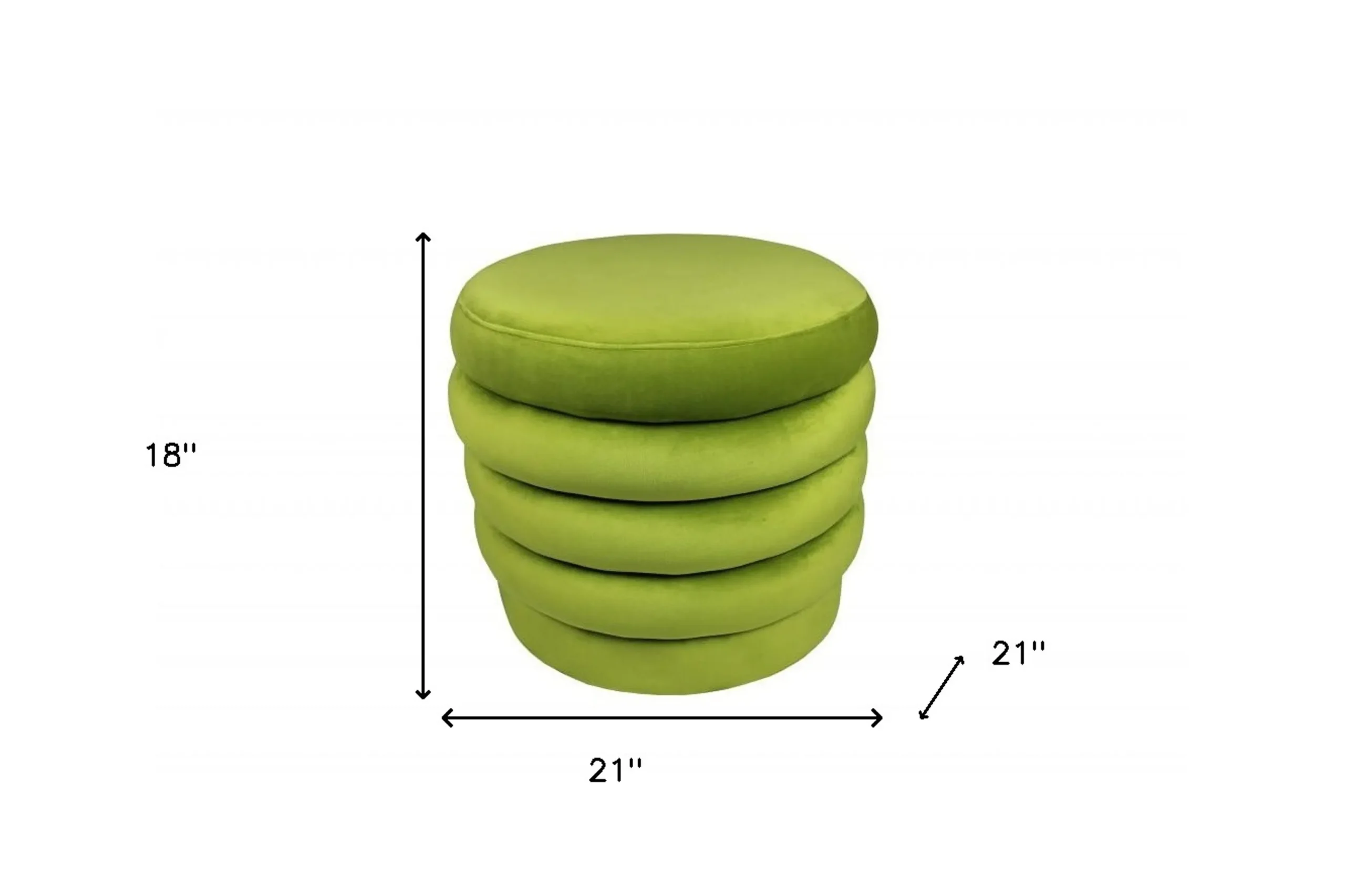 21" Green Velvet Tufted Round Cocktail Ottoman - Image 5