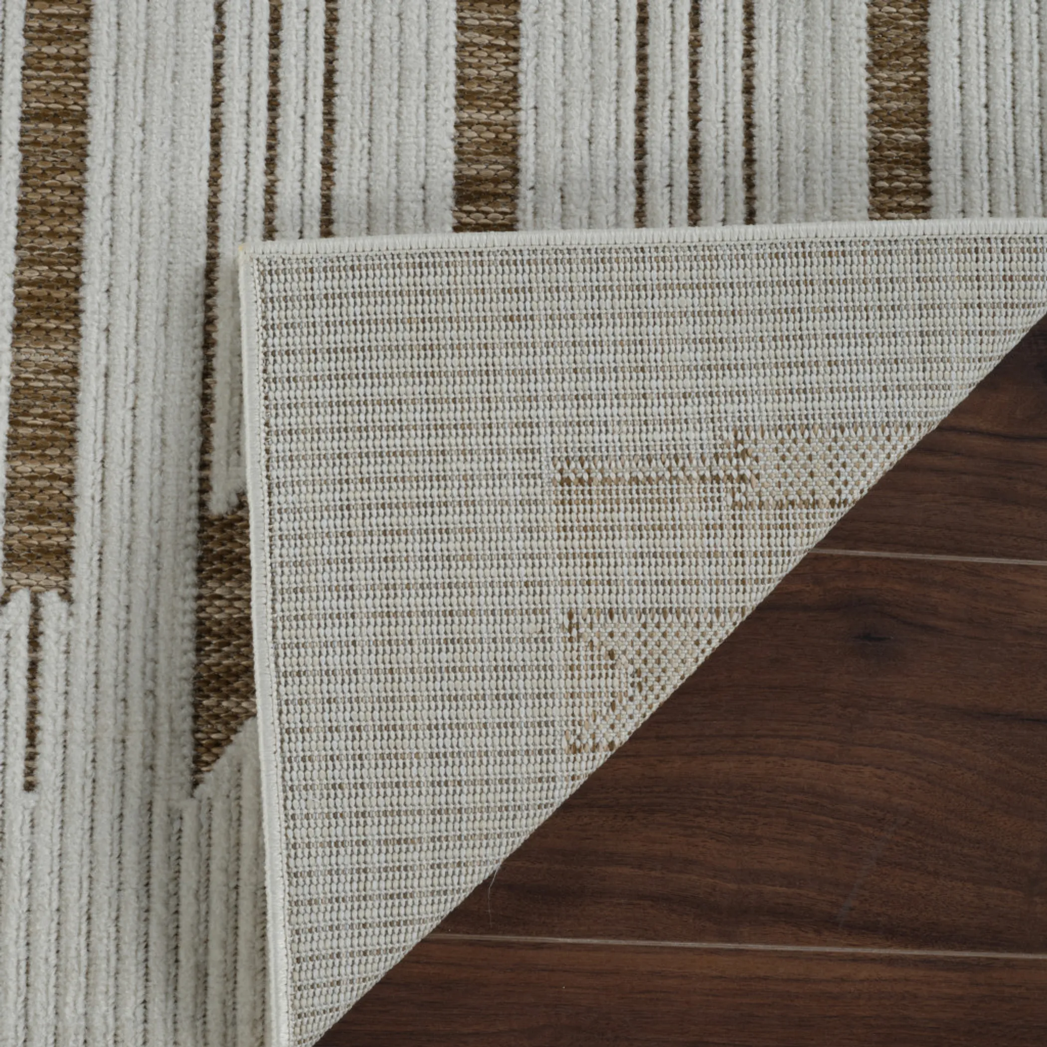 6' X 9' Beige and Brown Geometric Distressed Indoor Outdoor Area Rug - Image 5