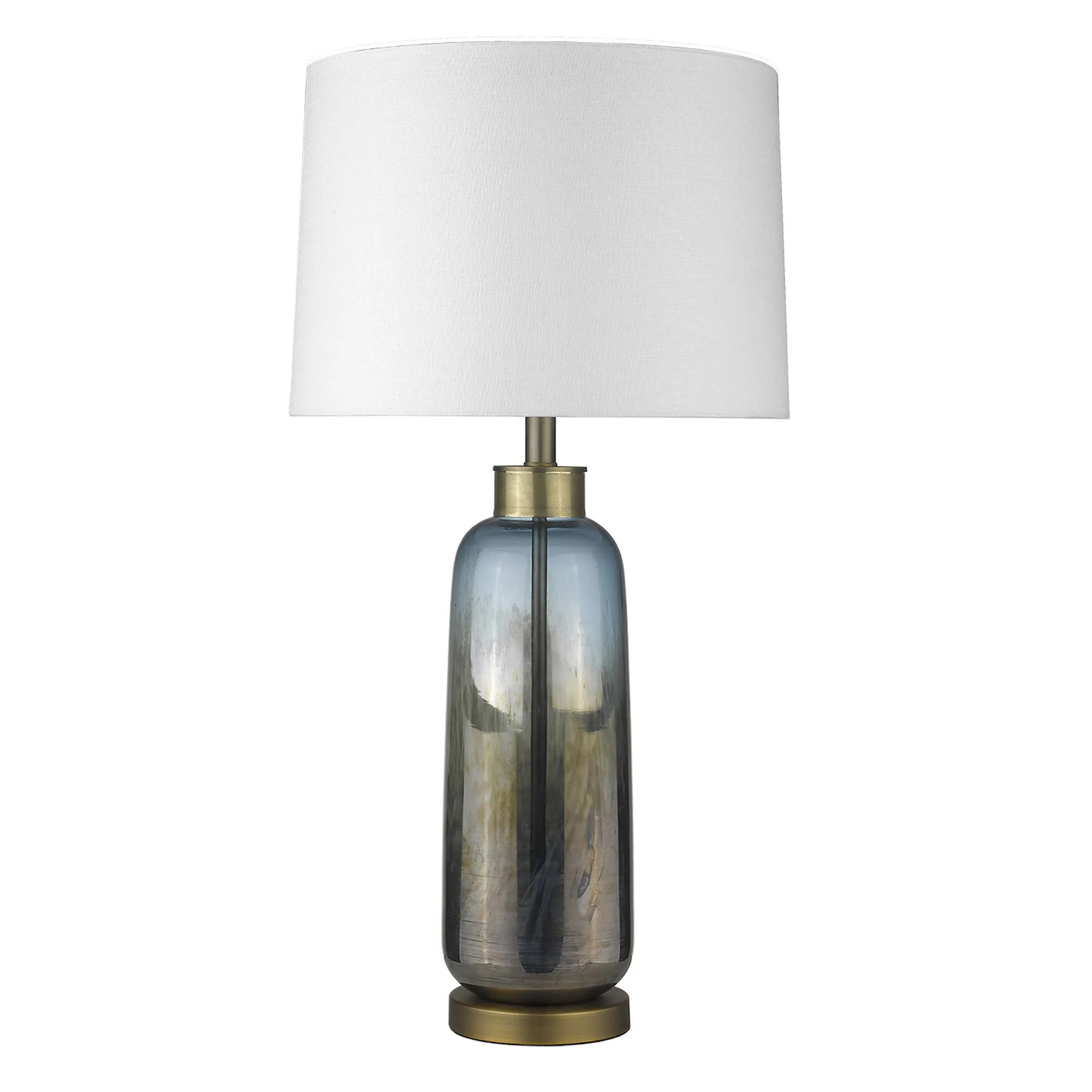 31" Steel Blue Glass Table Lamp With White Empire Shade - Image 2