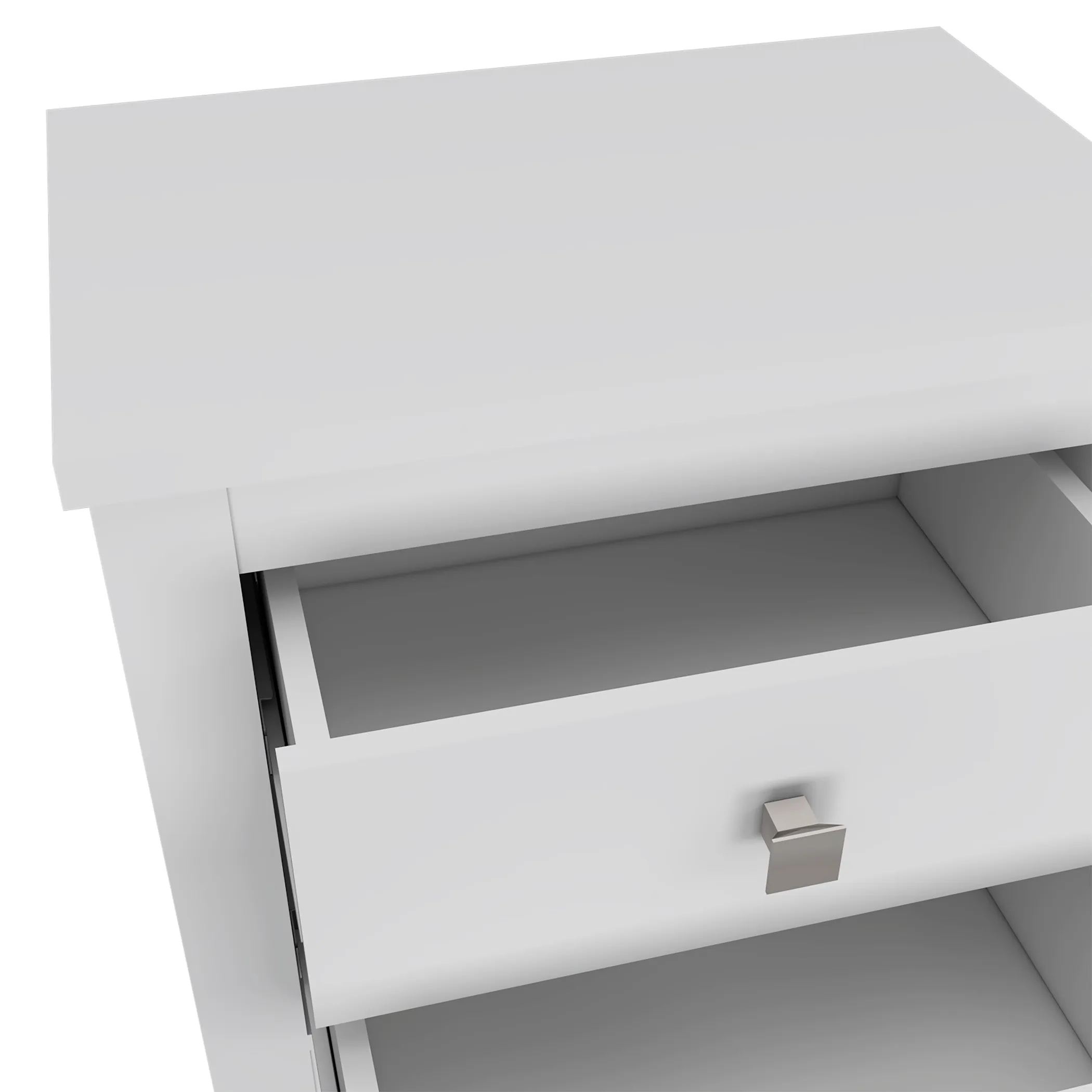 24" White Two Drawer Faux Wood Nightstand - Image 5