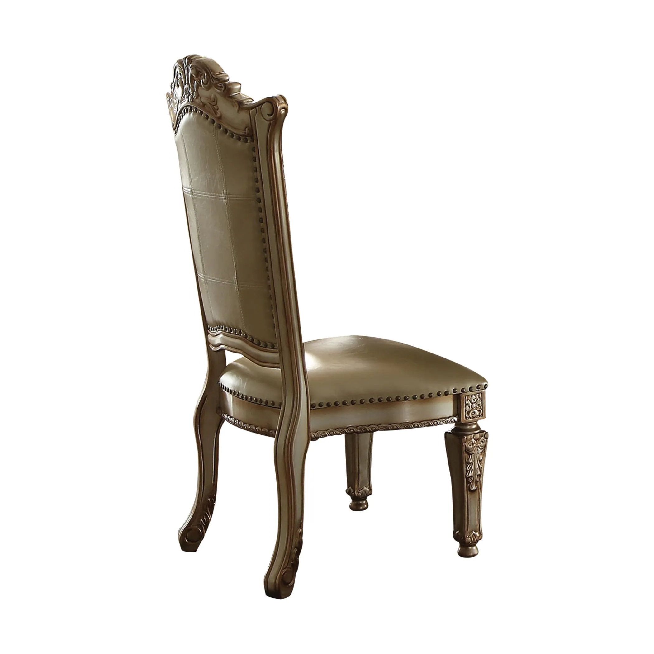 Set of Two Upholstered Faux Leather And Wood Dining Side Chairs - Image 3