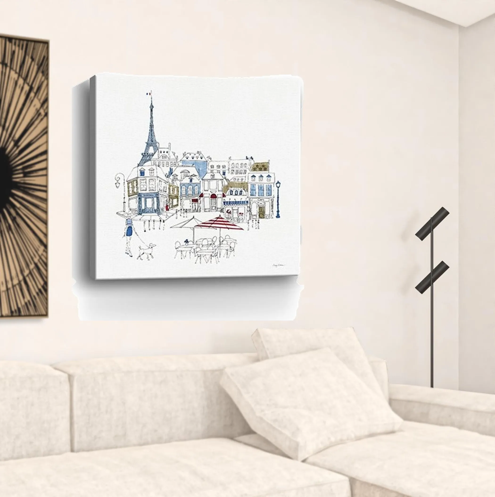 French Caf With Red And Blue Accents Unframed Print Wall Art - Image 6