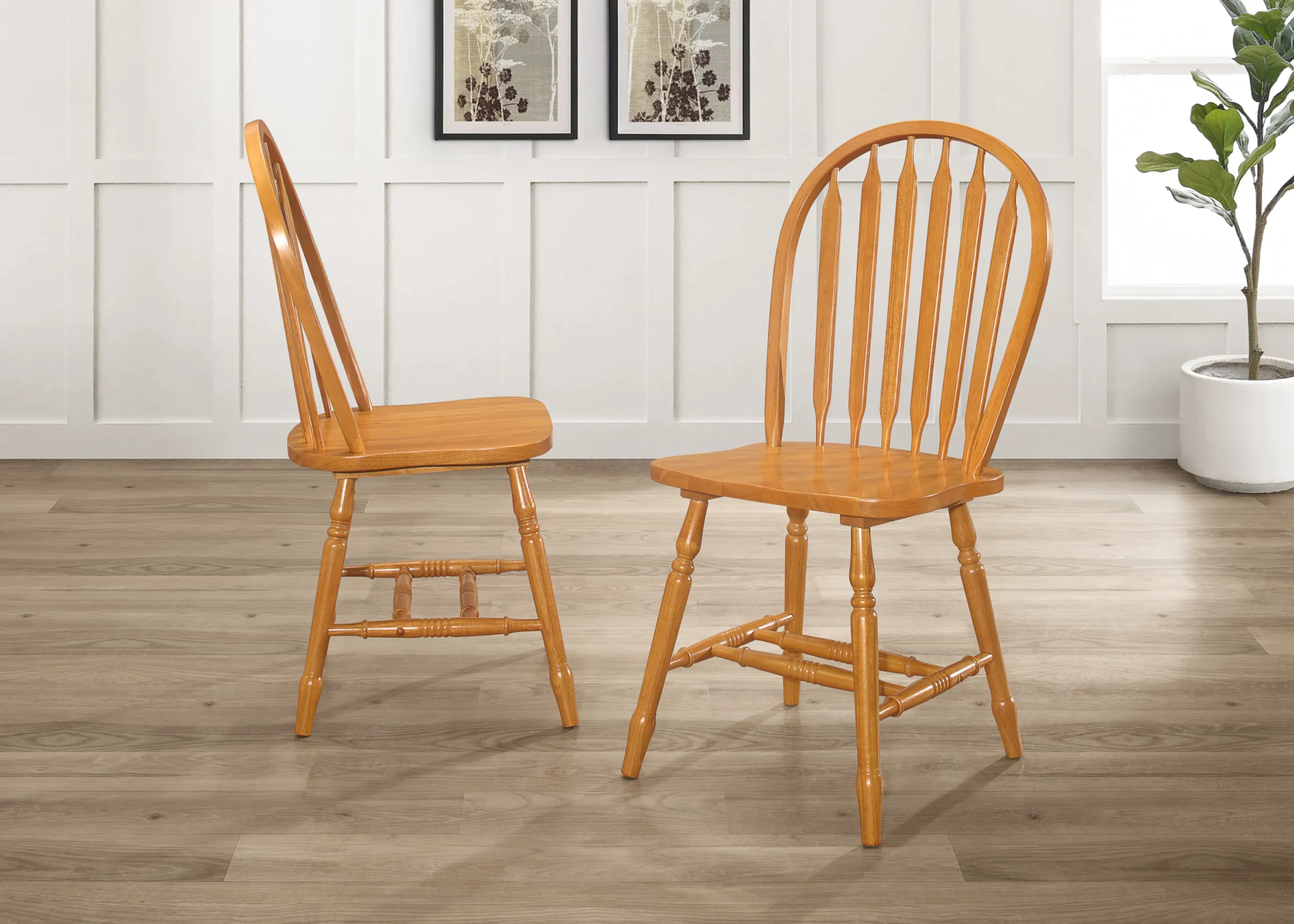 Sunset Trading Oak Selections Windsor Arrowback Dining Chair | Light Oak Finish Solid Wood | Set of 4 Sidechairs - Image 3