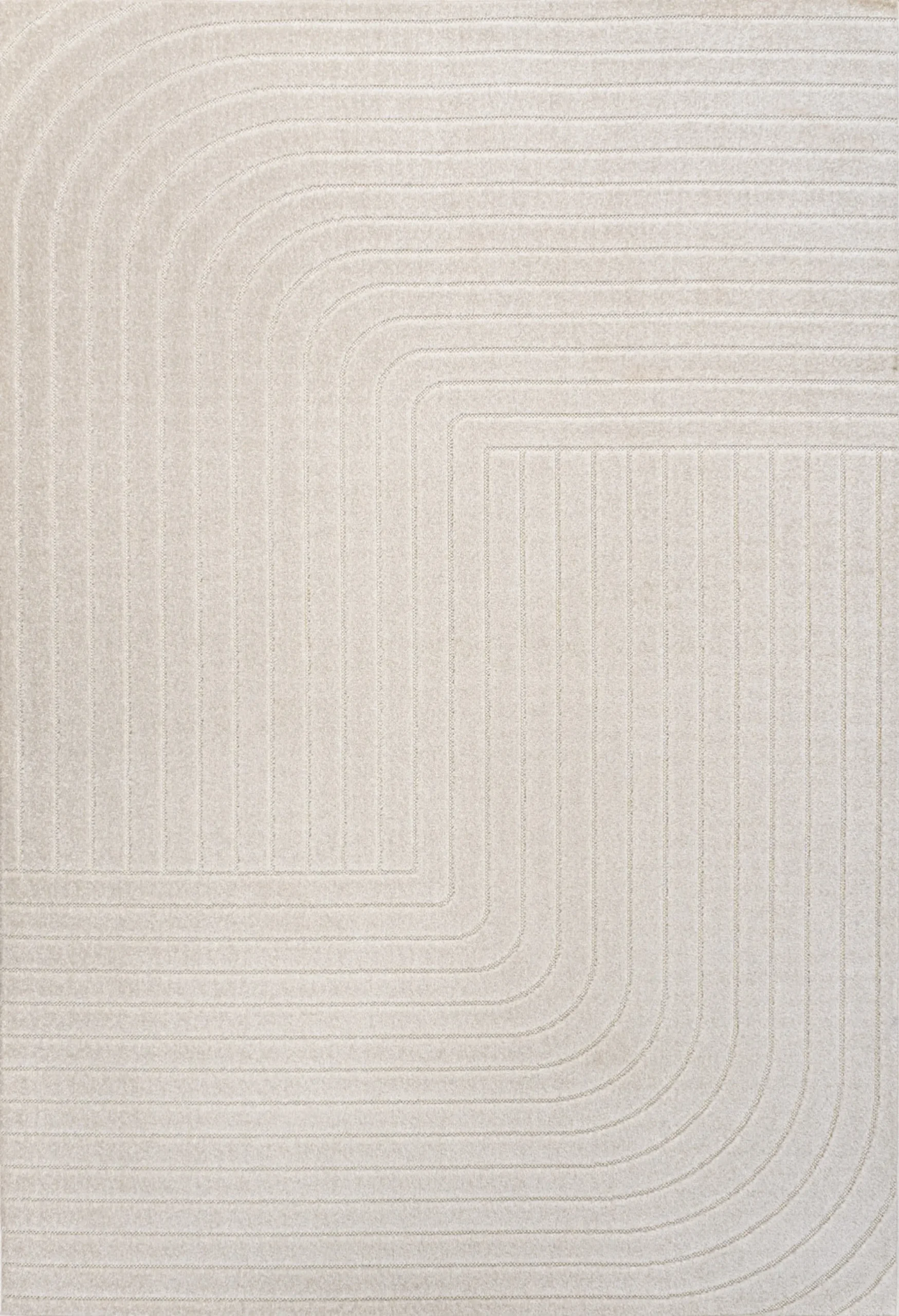 12' X 18' Ivory And Cream Striped Indoor Outdoor Area Rug - Image 2
