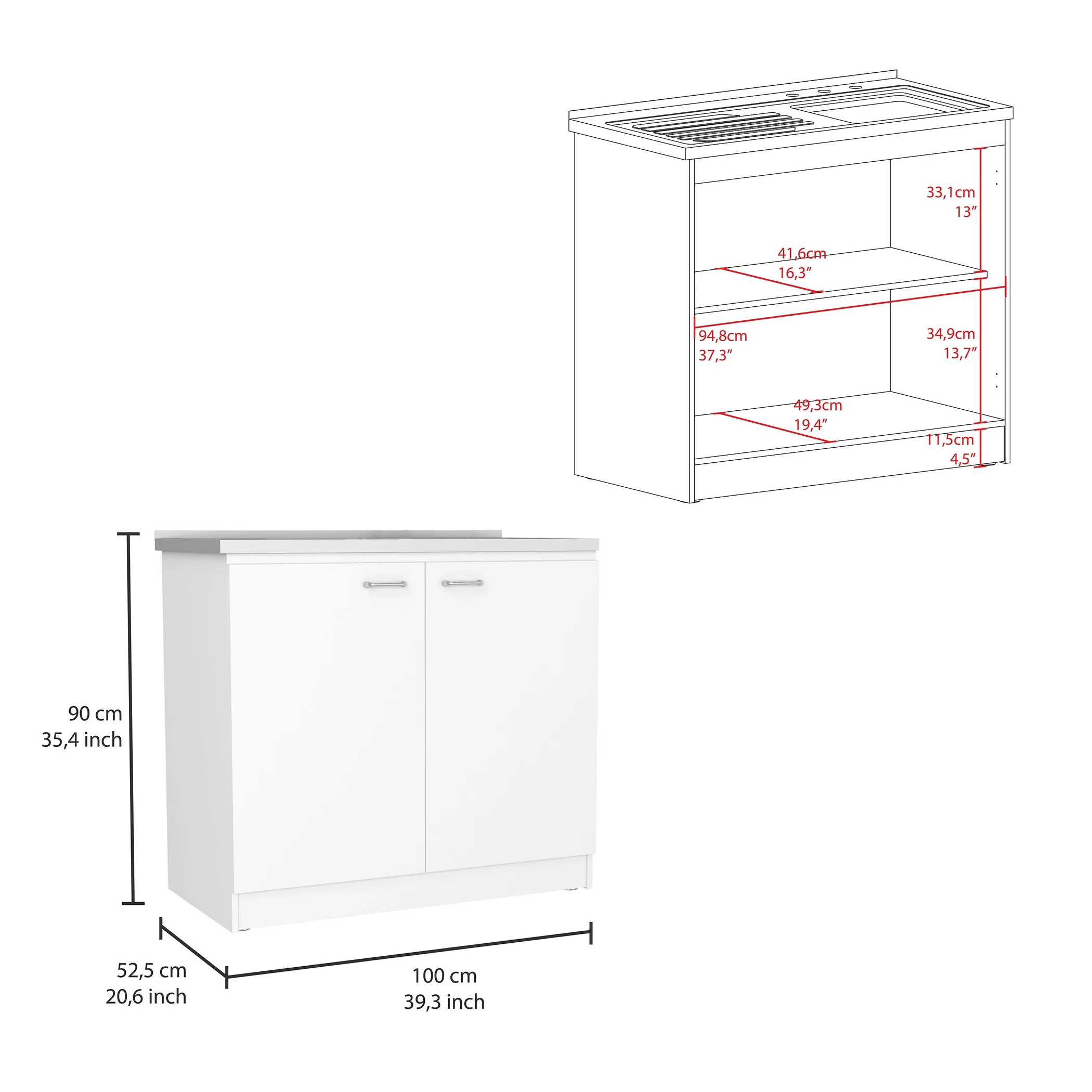 Memphis 2 Piece Kitchen Set, Sicilia Kitchen Island + Napoles Utility Sink - Image 6