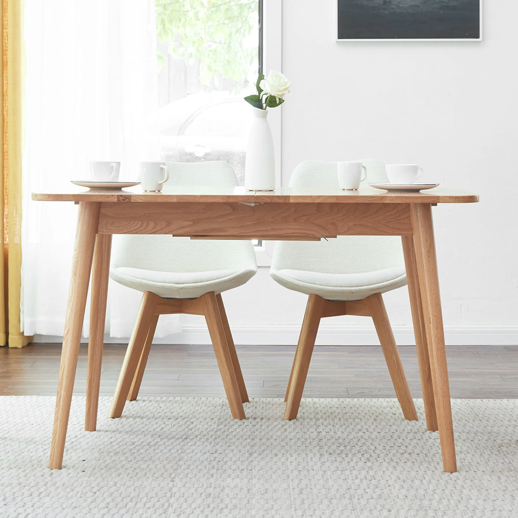 Natural Solid Oak Round Corner Dining Table - Image 6