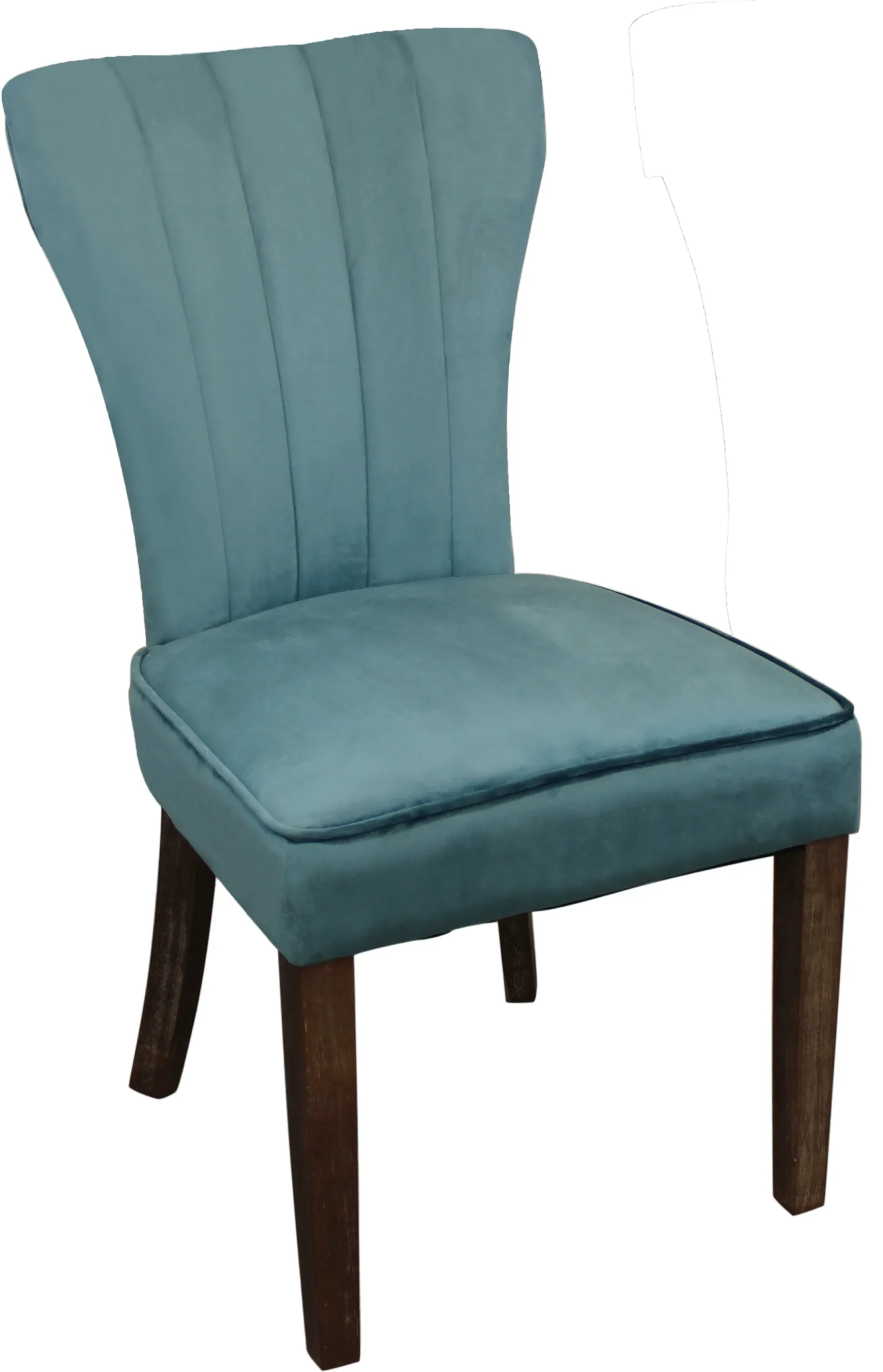 Set of Two Teal Blue And Brown Upholstered Velvet Dining Parsons Chairs - Image 4