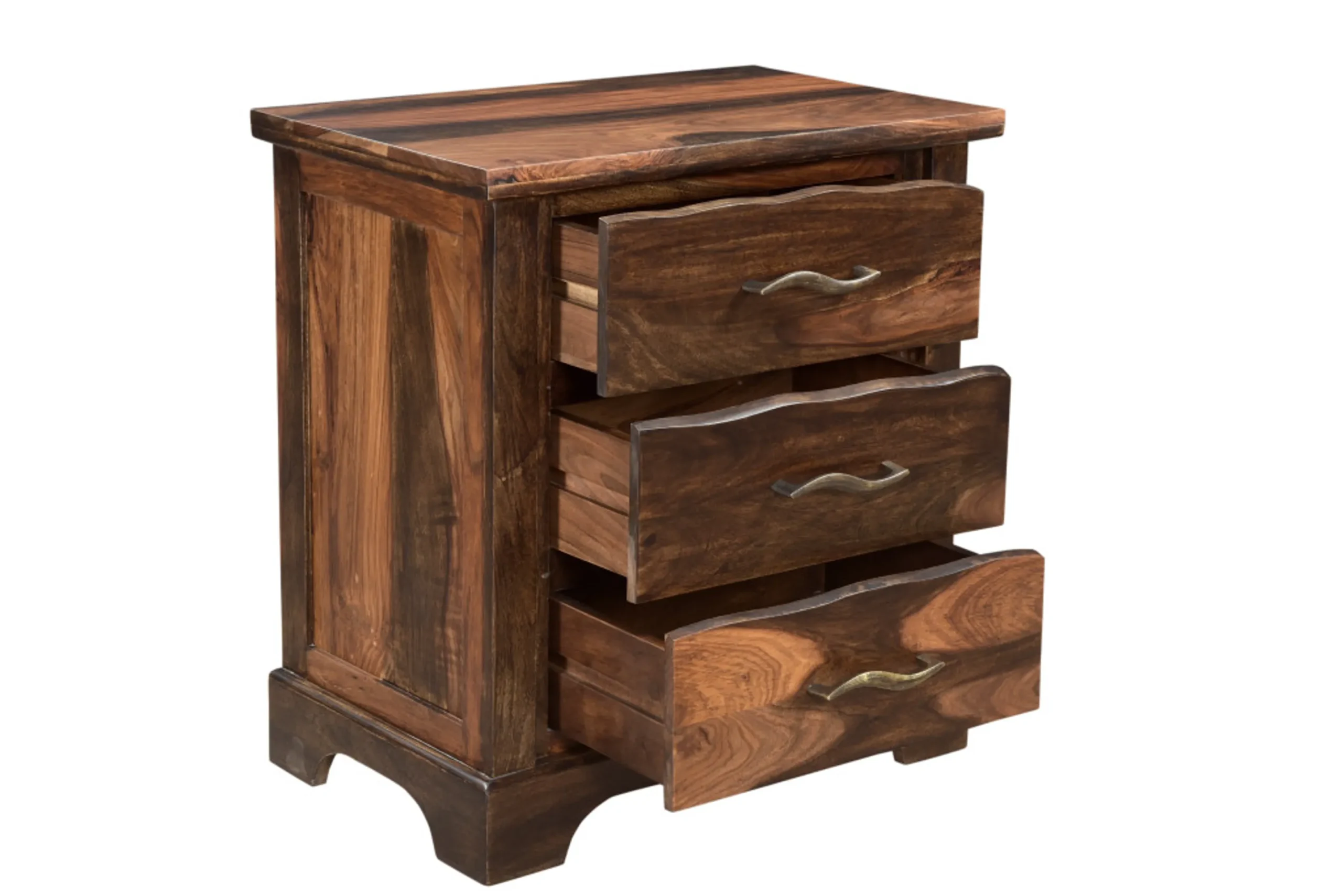 27" Dark Brown Solid Wood Three Drawer Nightstand - Image 5