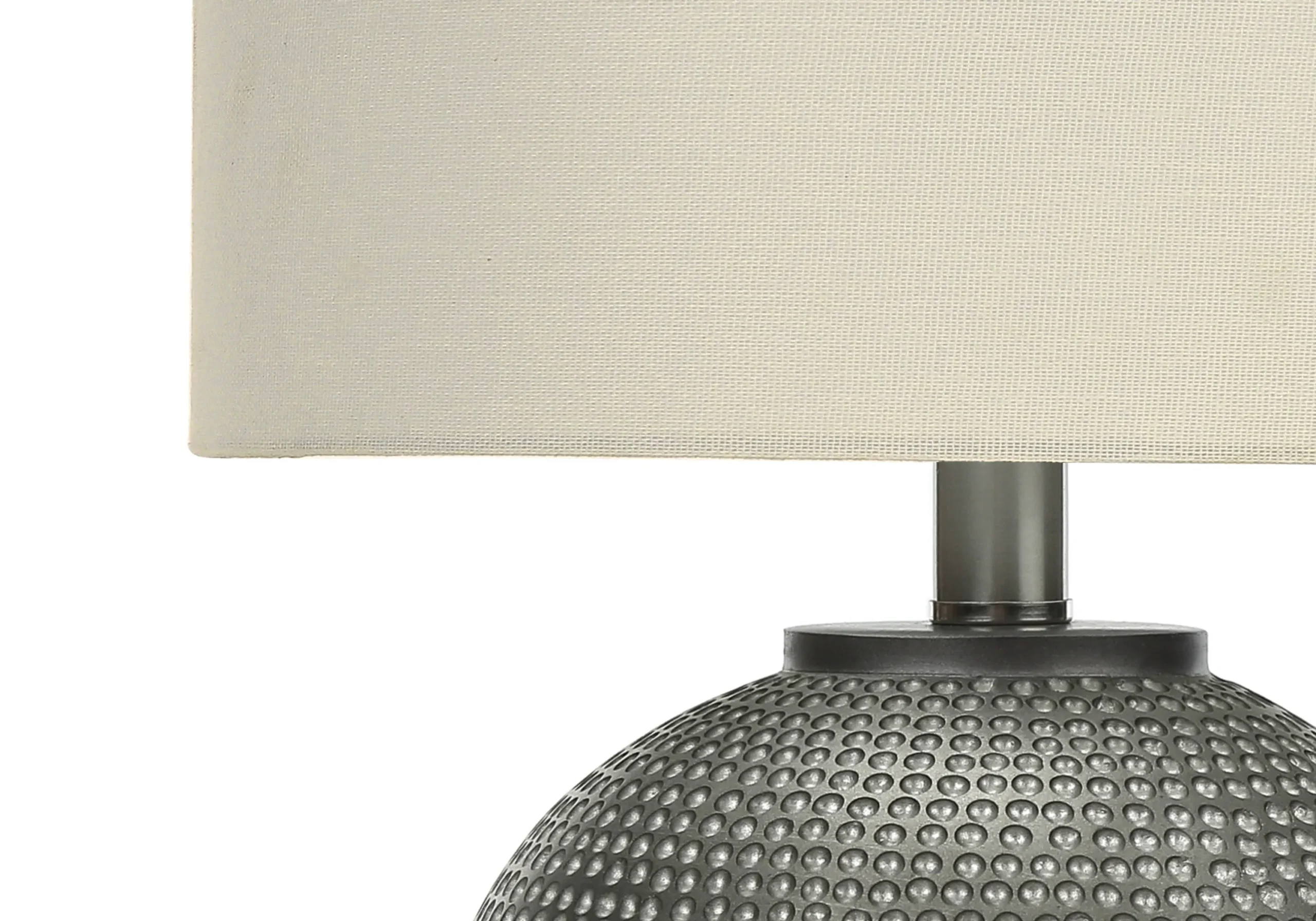 19" Gray Round Table Lamp With Ivory Drum Shade - Image 3