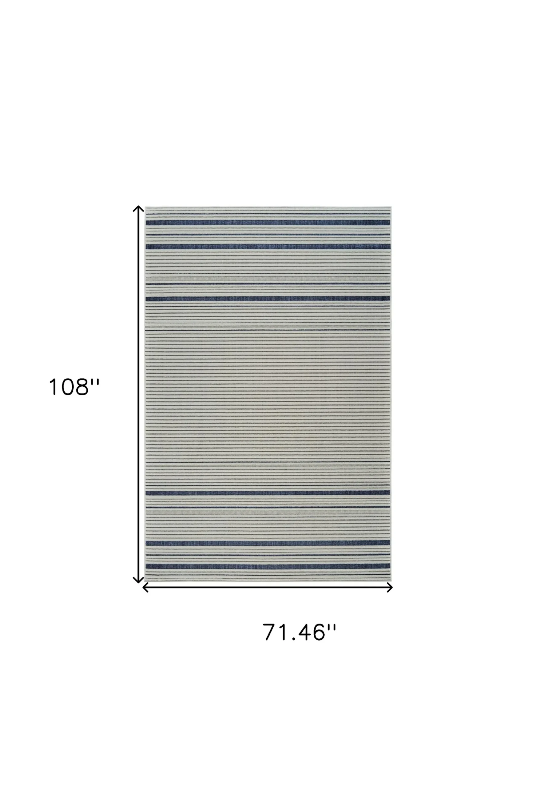 6' X 9' Blue and Cream Striped Distressed Indoor Outdoor Area Rug - Image 3