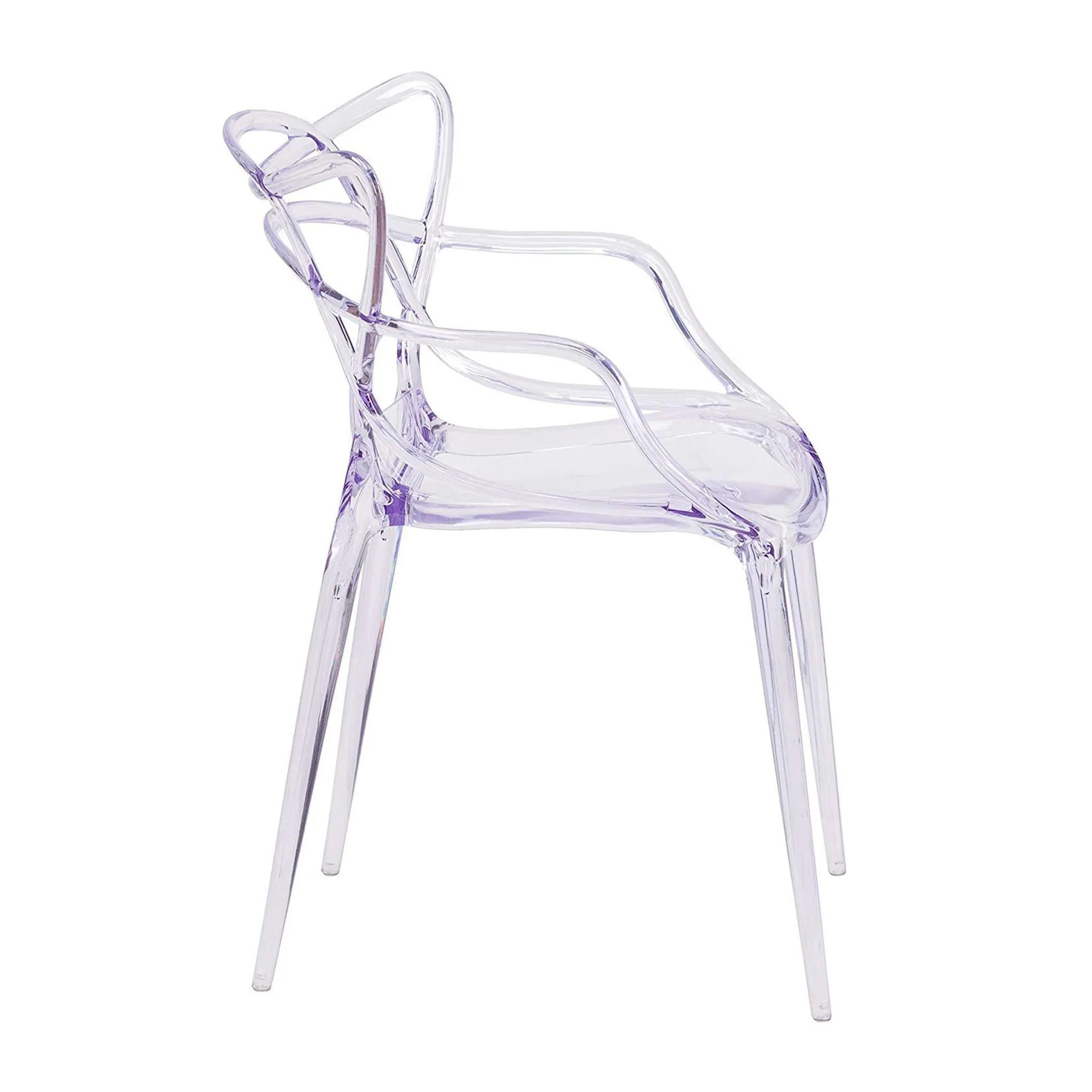 Clear Acrylic Open Back Dining Arm Chair - Image 3