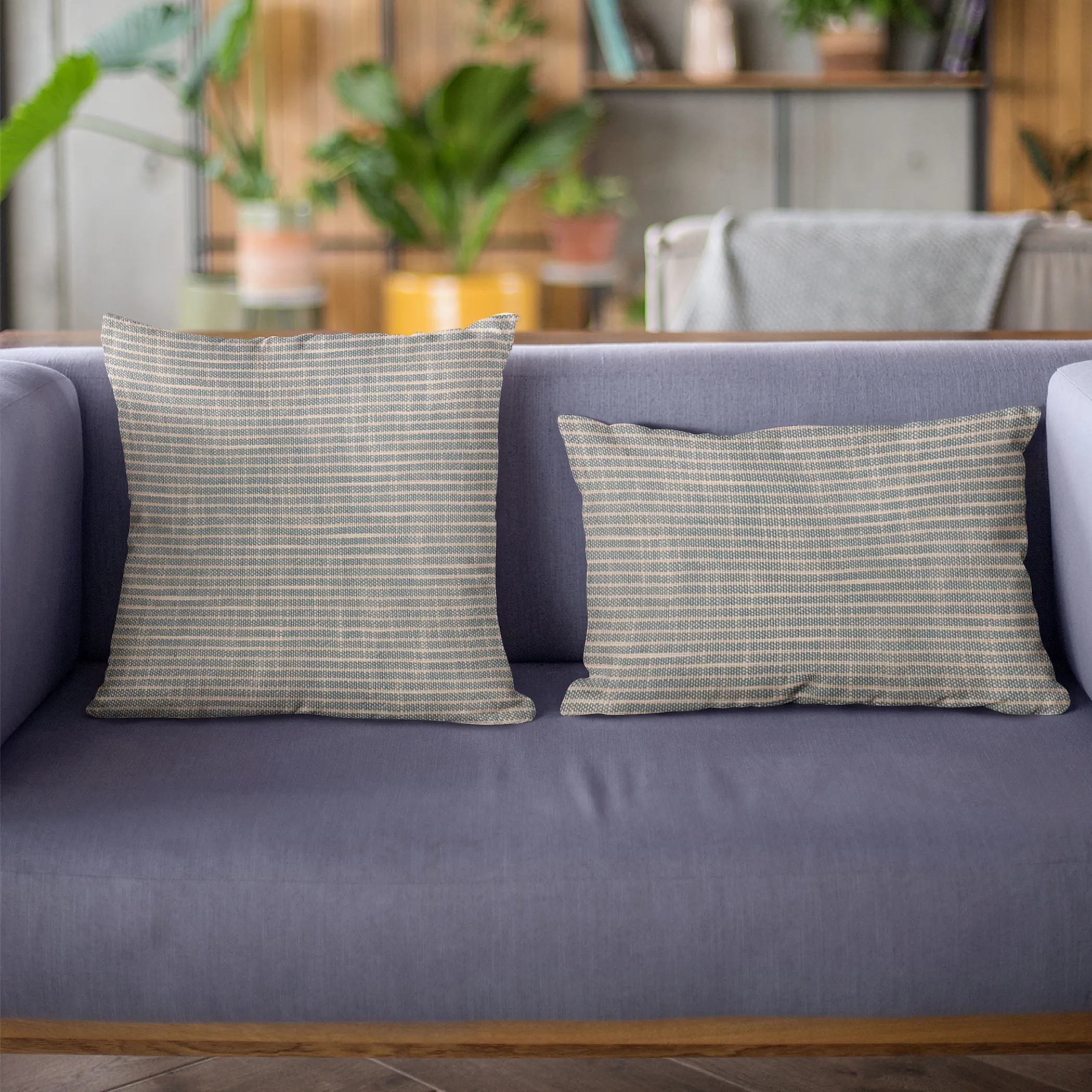 Plutus Blue Simple Stripe Luxury Throw Pillow - Image 3