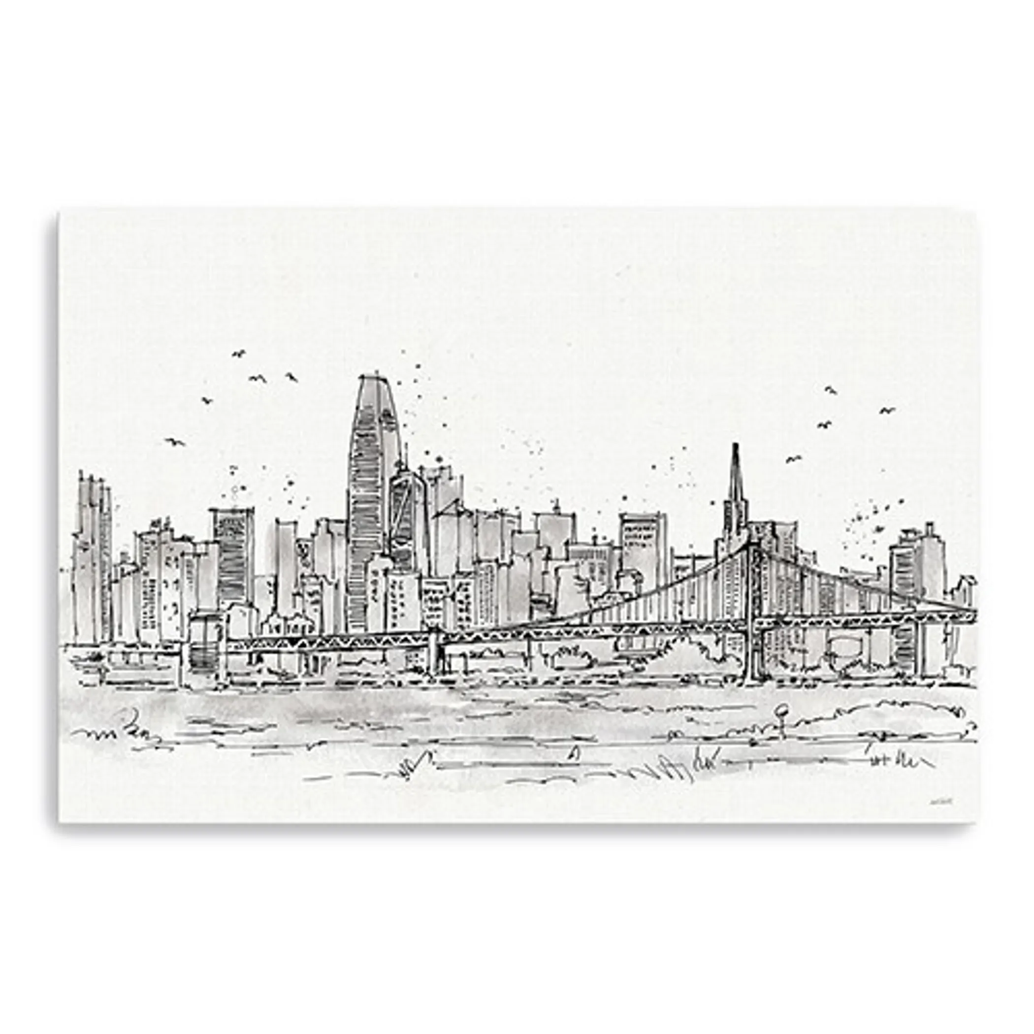 Monochrome City Skyline Sketch Unframed Print Wall Art - Image 4