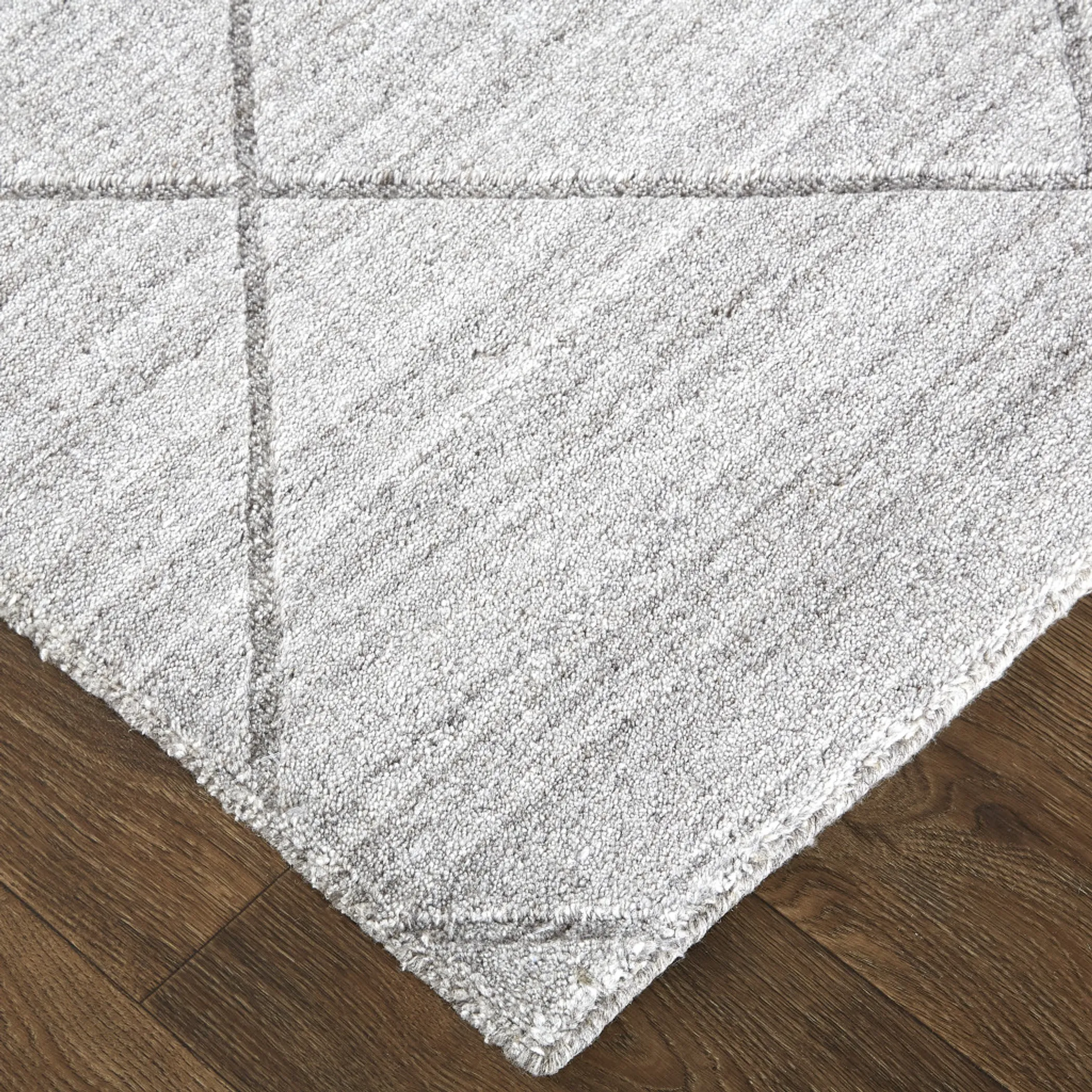 8' X 10' Ivory And Silver Striped Hand Woven Area Rug - Image 5