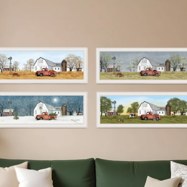 Set Of Four Billy Jacobs Four Seasons Collection VII 1 White Framed Print Wall Art