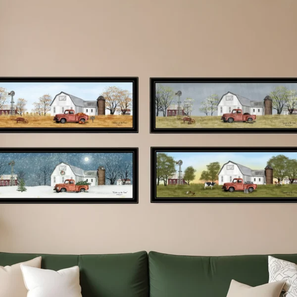 Set Of Four Billy Jacobs Four Seasons Collection VII 3 Black Framed Print Wall Art