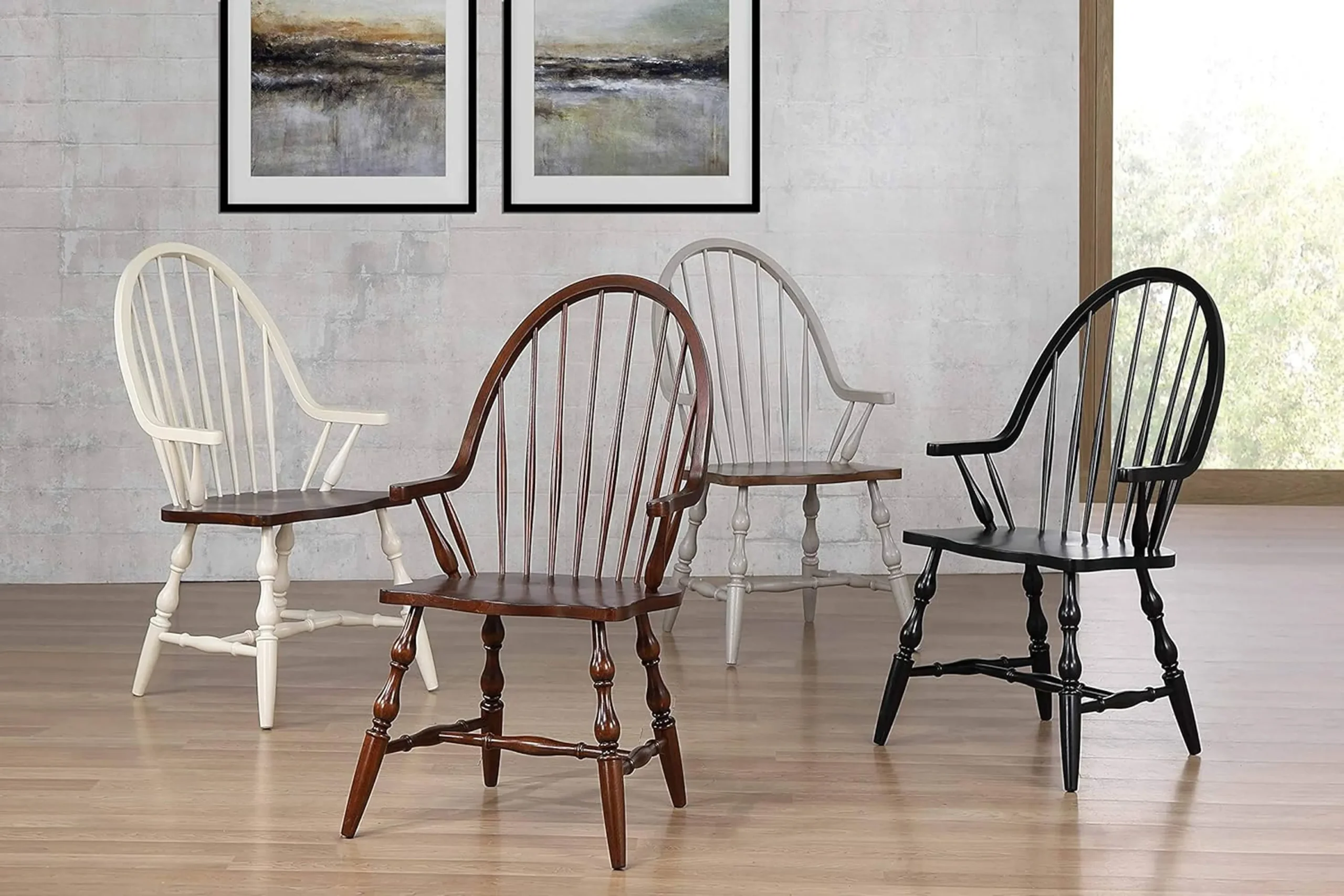 Sunset Trading Black Cherry Selections Windsor Spindleback Dining Chair with Arms | Fully Assembled Kitchen Armchair| Modern Farmhouse Minimalist Cou. - Image 6