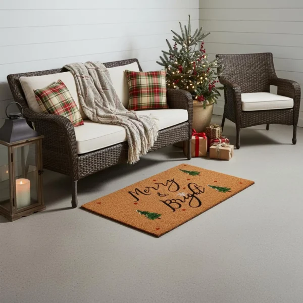 Christmas Merry and Bright Outdoor Coir Door Mat