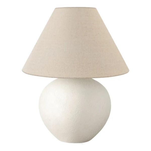 16" Cream Ceramic Round Table Lamp With Cream Empire Shade