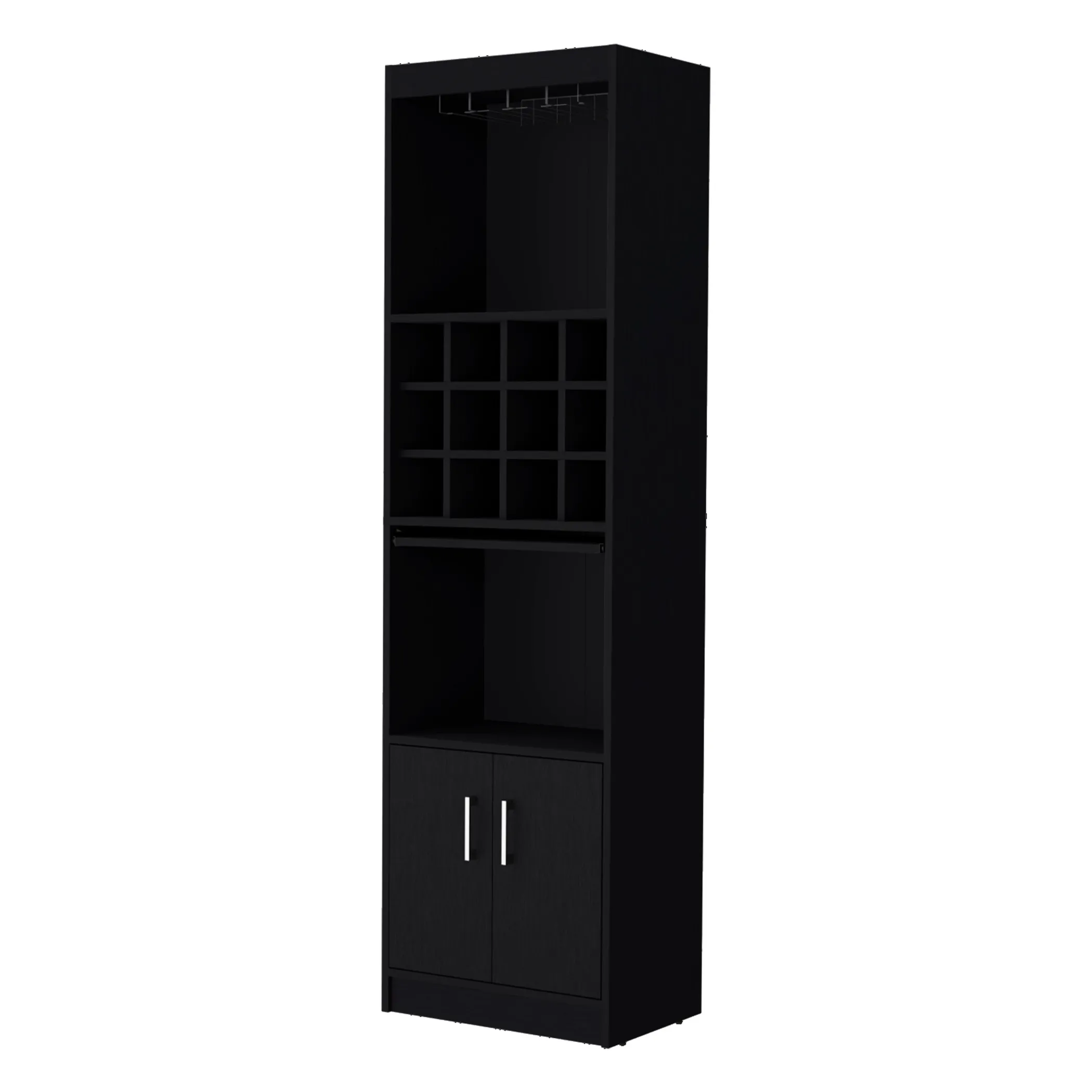 71" Black Wood Bar Cabinet With Two Doors - Image 2