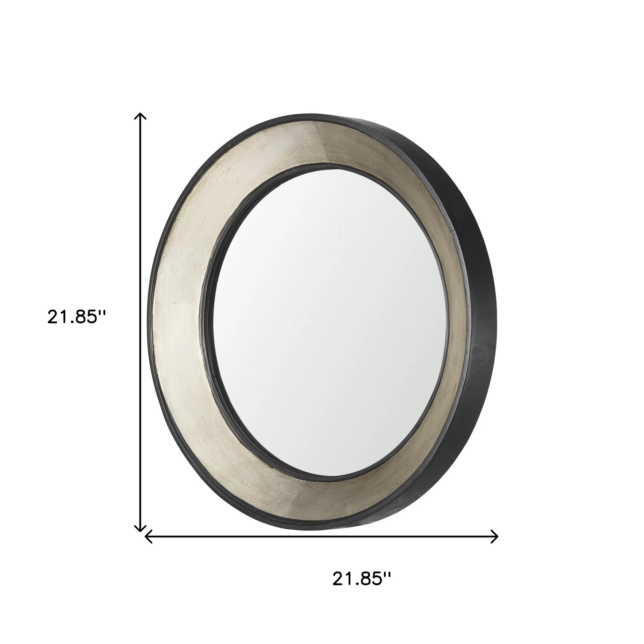 Champagne Dark Metal Wood Round Framed Accent Mirror - Image 5