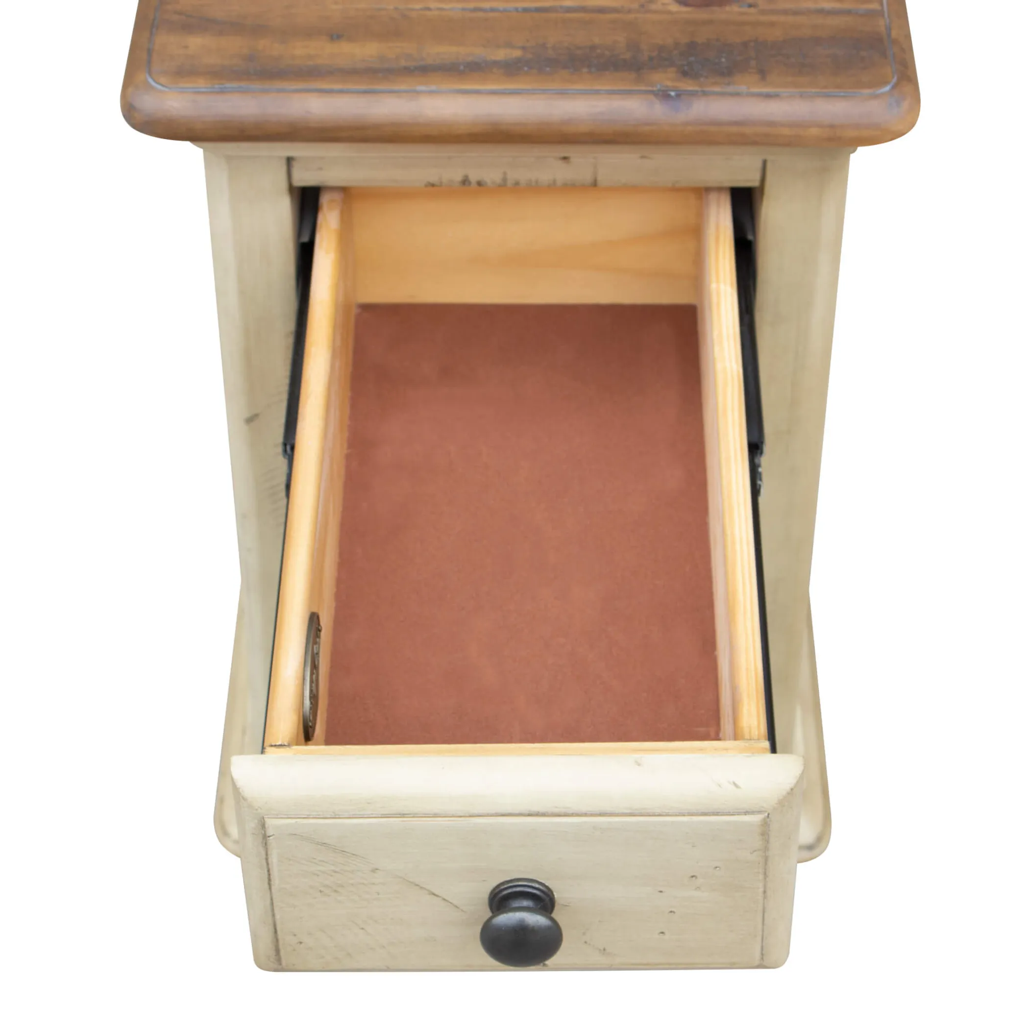 Sunset Trading Shades of Sand End Table | Fully Assembled | Narrow Nightstand | Drawer Shelf | Cream/Walnut Brown Solid Wood - Image 5