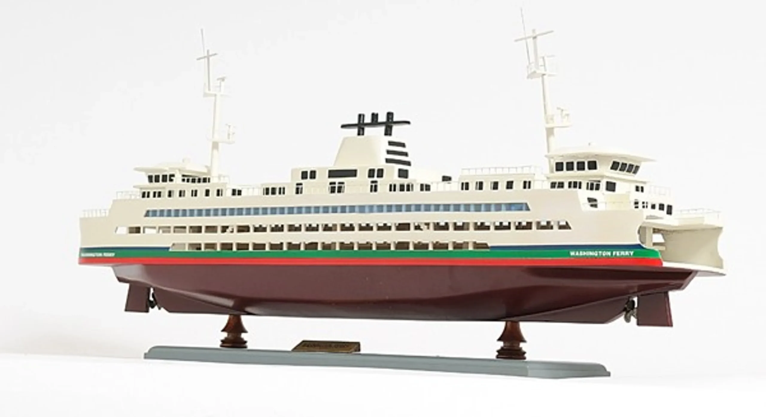 11" Brown and White Washington Ferry Boat Hand Painted Decorative Boat - Image 3