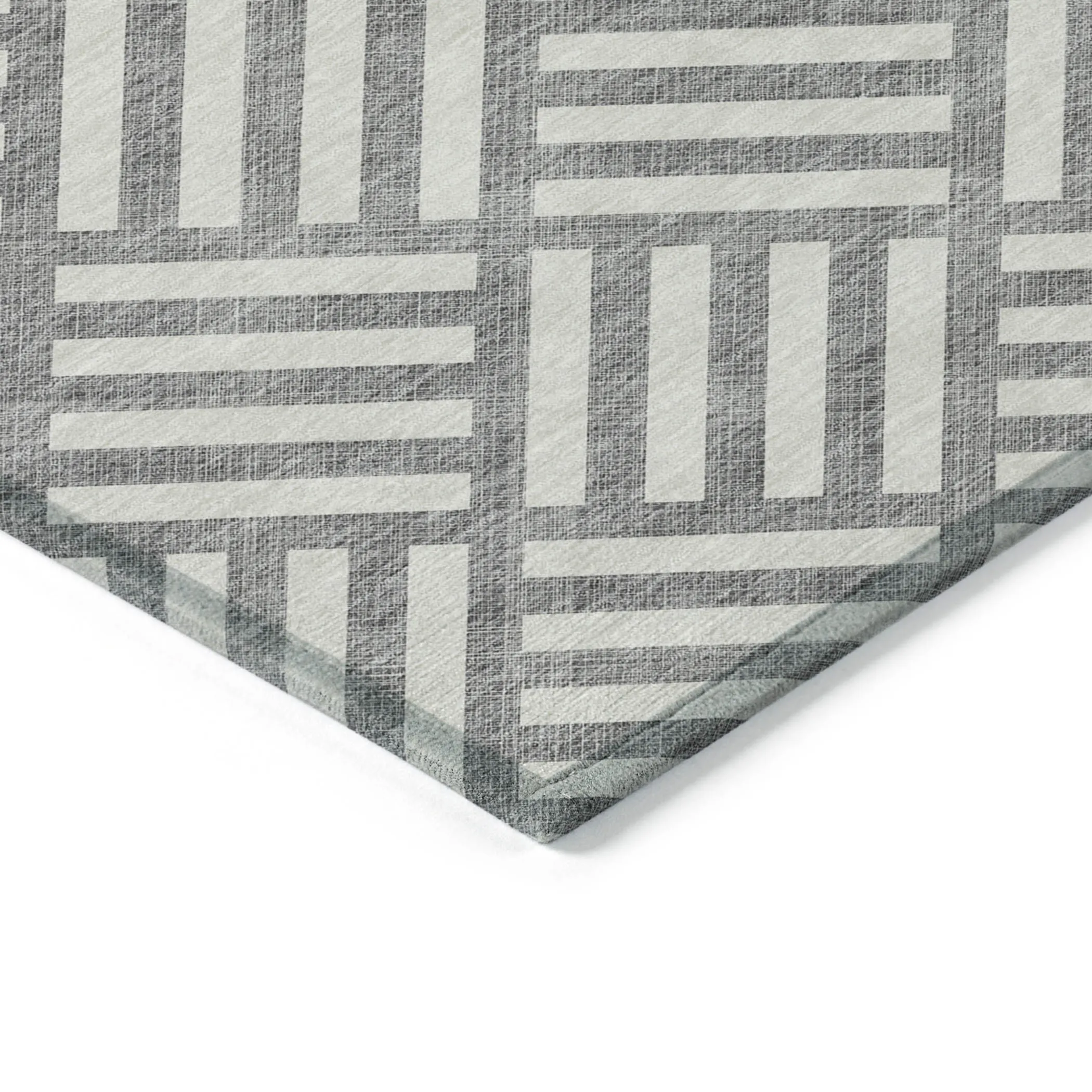 10' X 14' Gray And Ivory Geometric Washable Indoor Outdoor Area Rug - Image 4