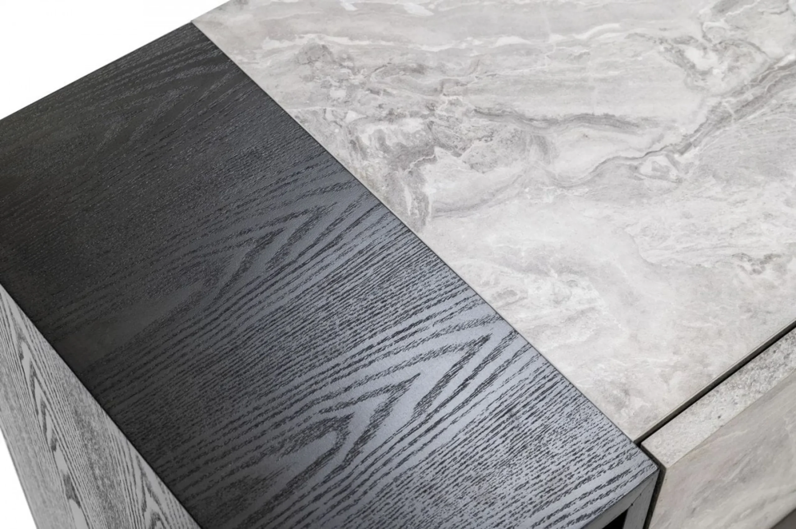 Contempo Gray Faux Marble and Gray Two Drawer Nightstand - Image 4