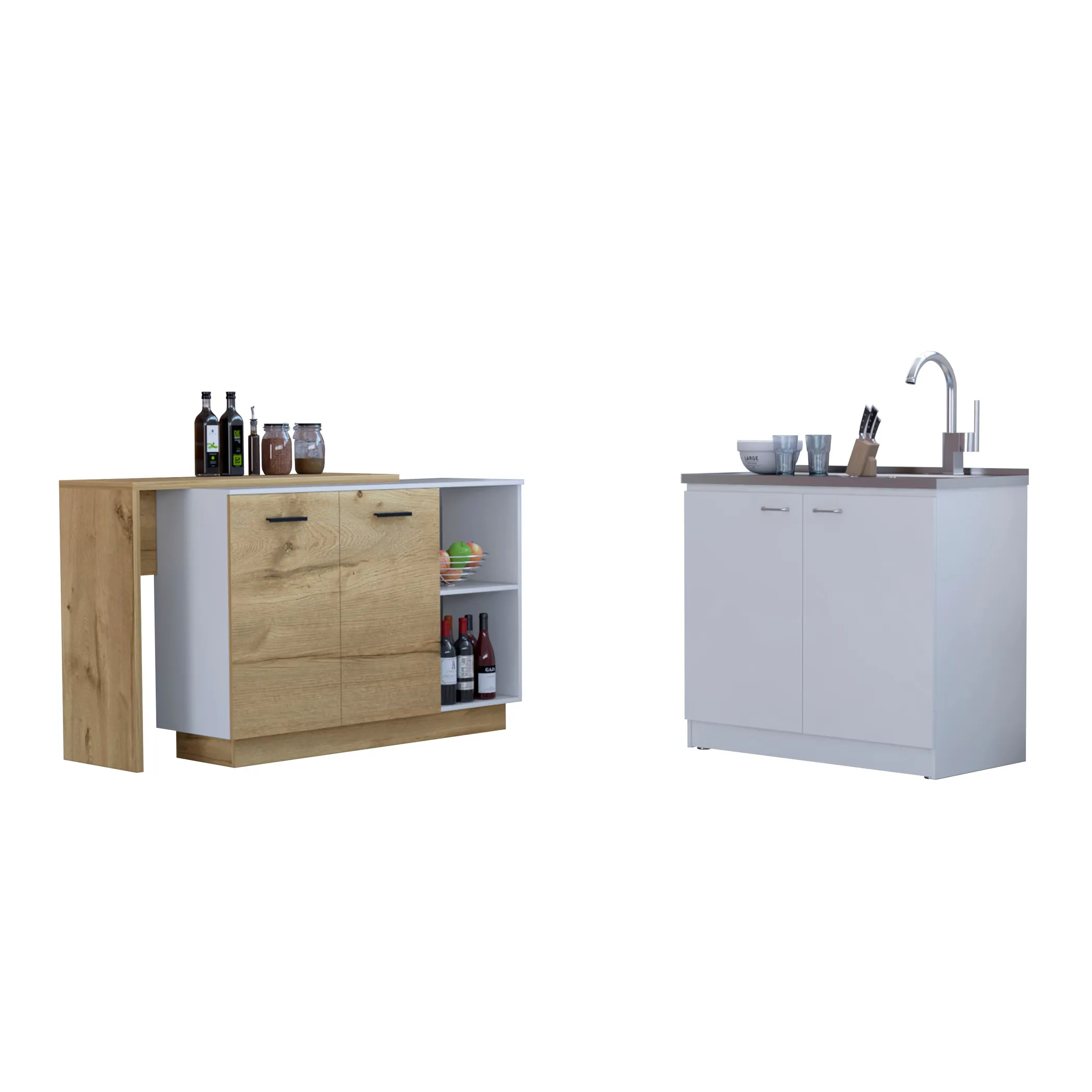Memphis 2 Piece Kitchen Set, Sicilia Kitchen Island + Napoles Utility Sink - Image 2